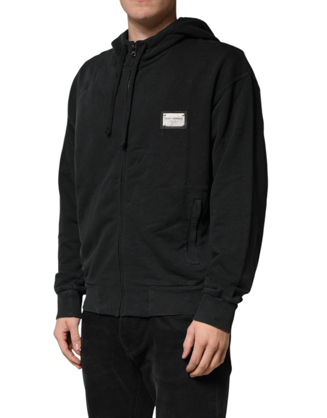 Dolce & Gabbana Black Full Zip Hooded Men Sweatshirt Sweater - RIMODA