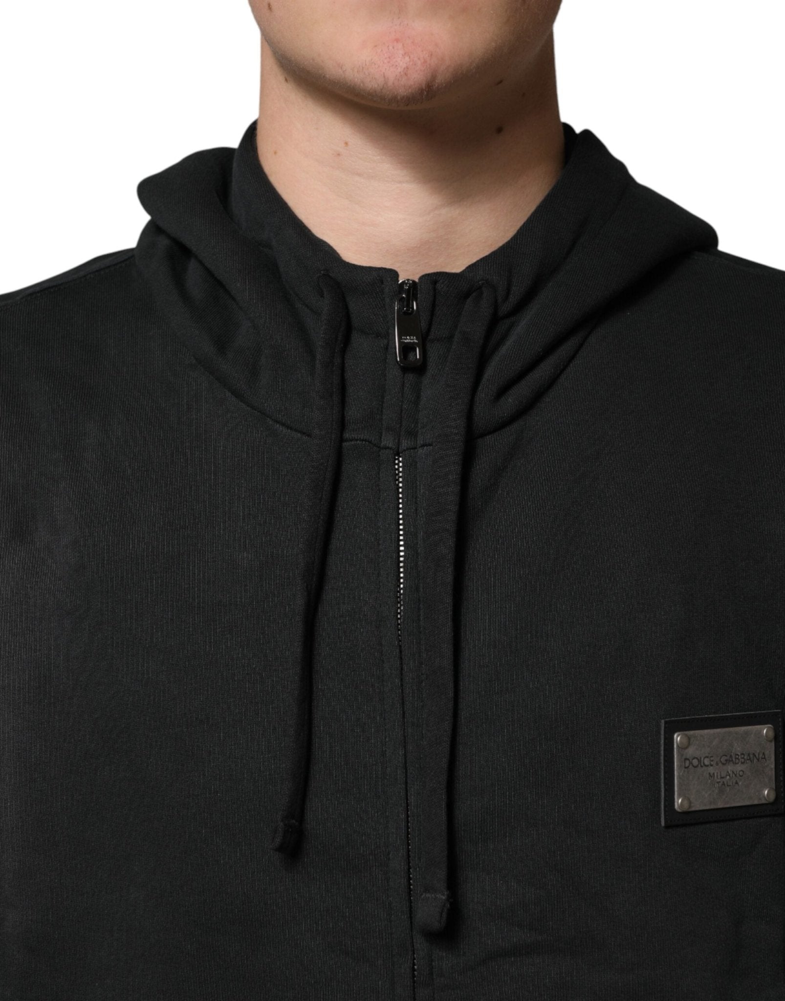 Dolce & Gabbana Black Full Zip Hooded Men Sweatshirt Sweater - RIMODA