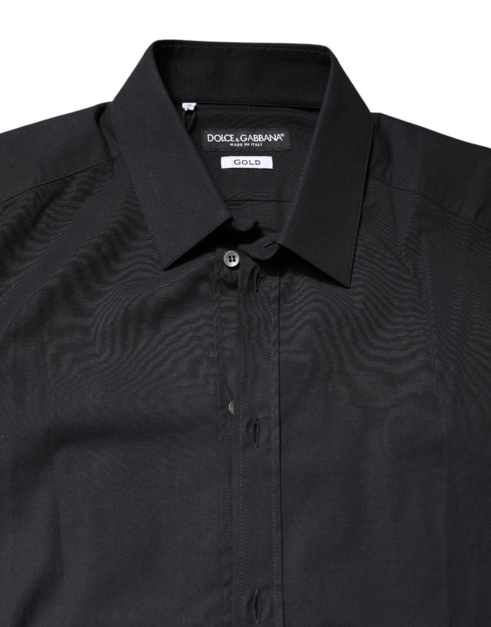 Dolce & Gabbana Black GOLD Cotton Long Sleeves Dress Shirt - RIMODA