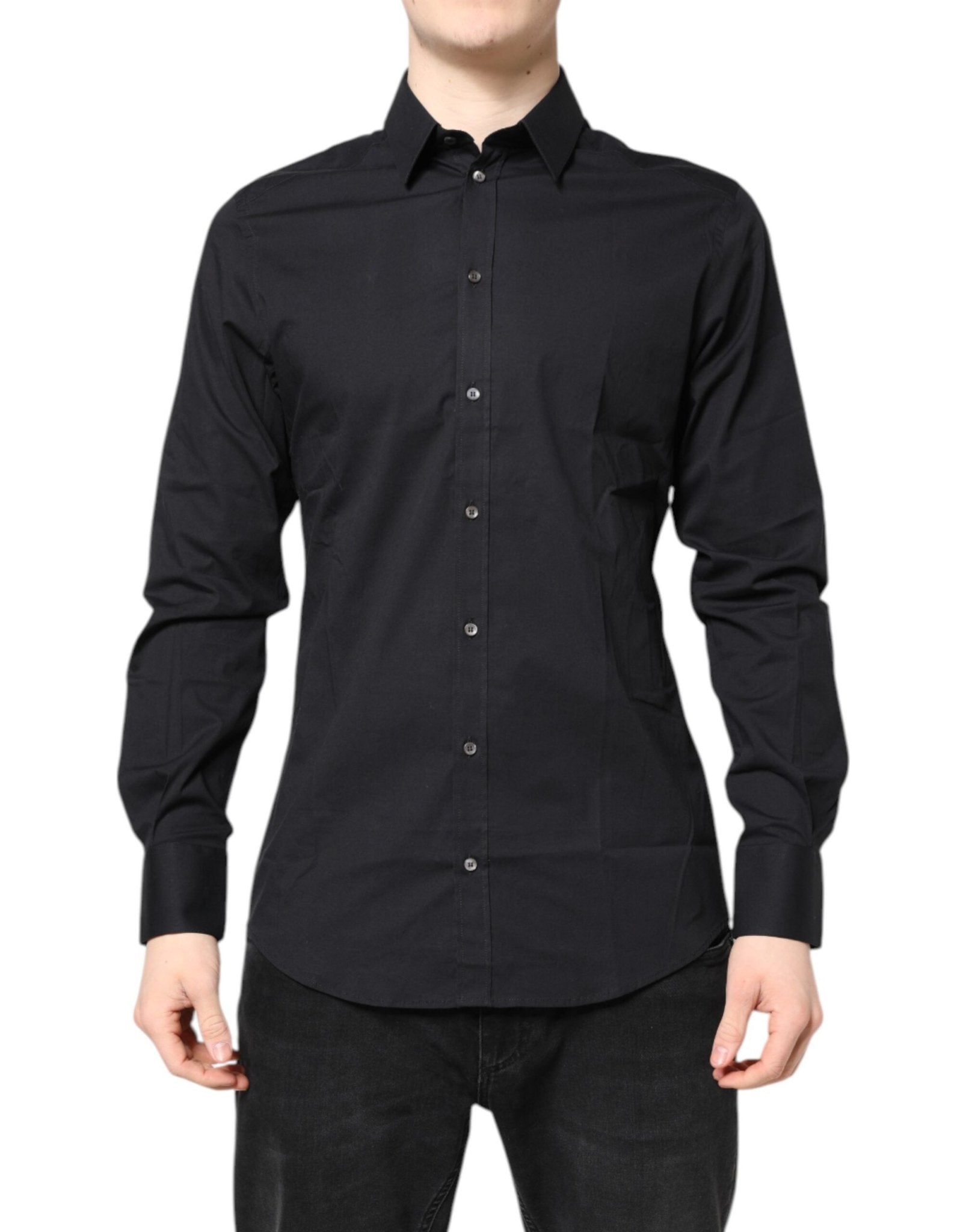 Dolce & Gabbana Black GOLD Cotton Long Sleeves Dress Shirt - RIMODA
