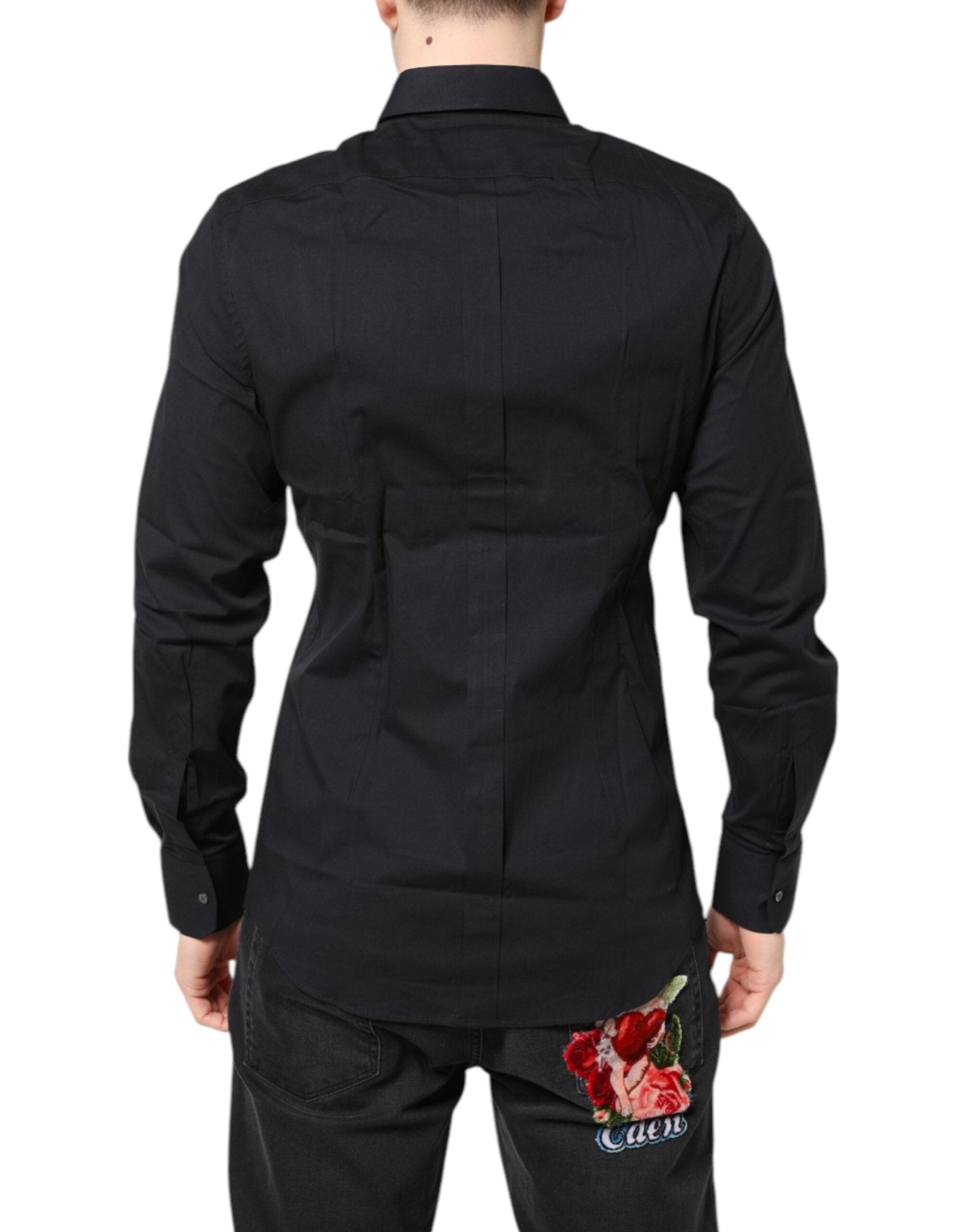 Dolce & Gabbana Black GOLD Cotton Long Sleeves Dress Shirt - RIMODA