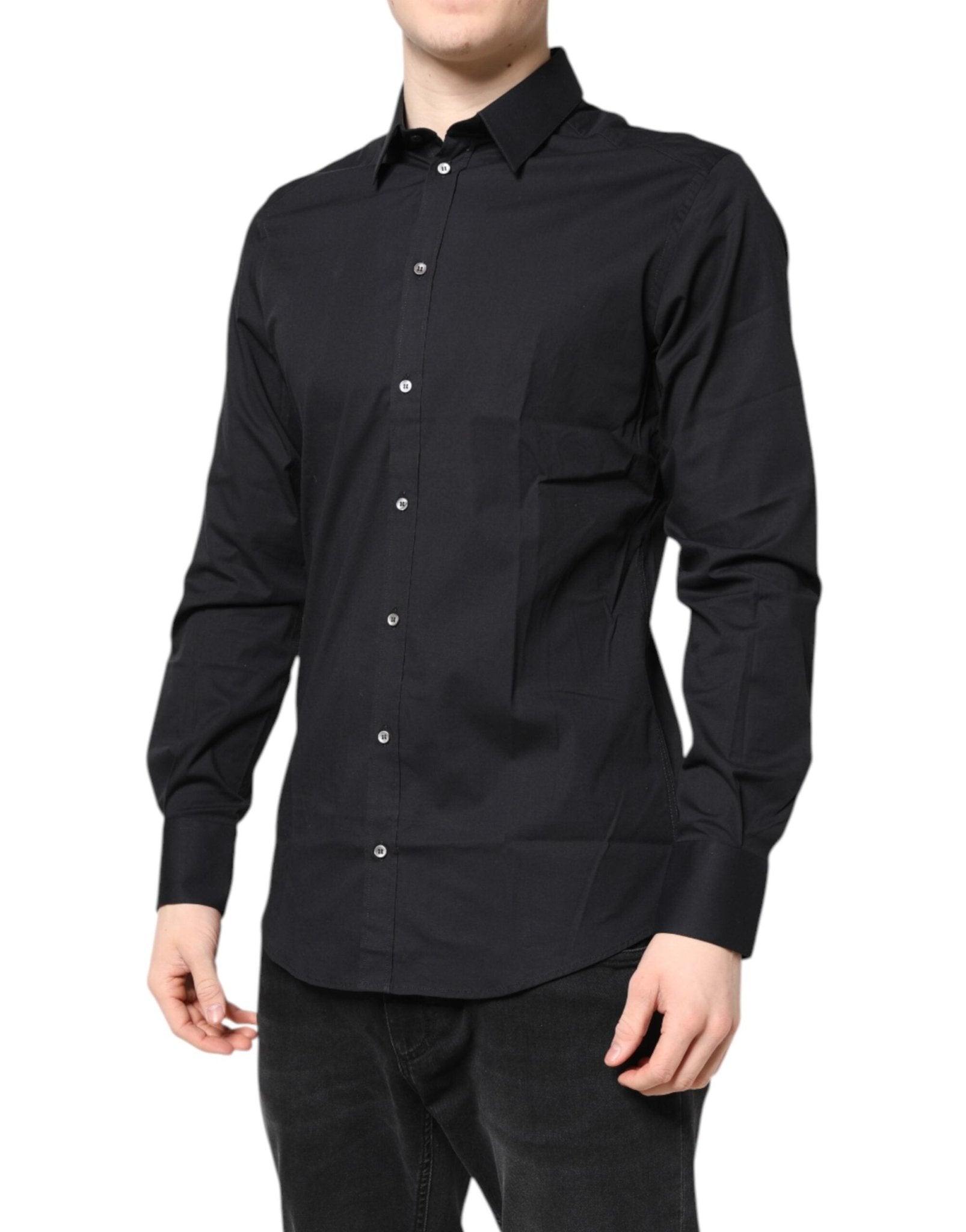 Dolce & Gabbana Black GOLD Cotton Long Sleeves Dress Shirt - RIMODA