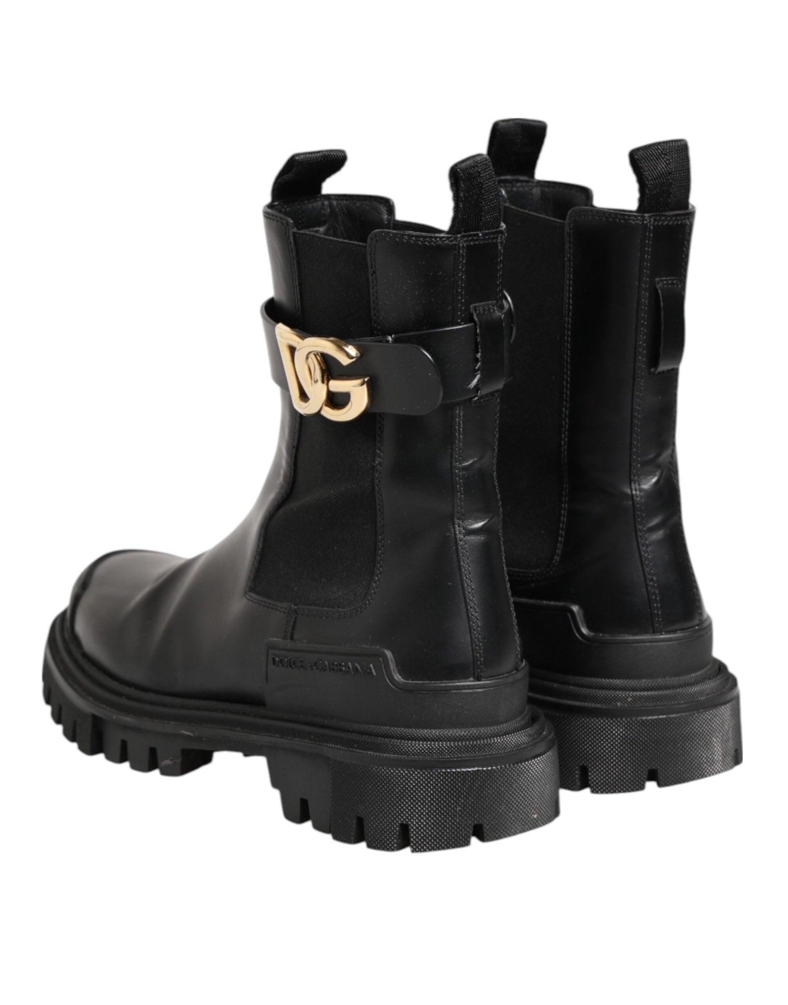 Dolce & Gabbana Black Gold DG Logo Trekking Calf Boots Shoes - RIMODA