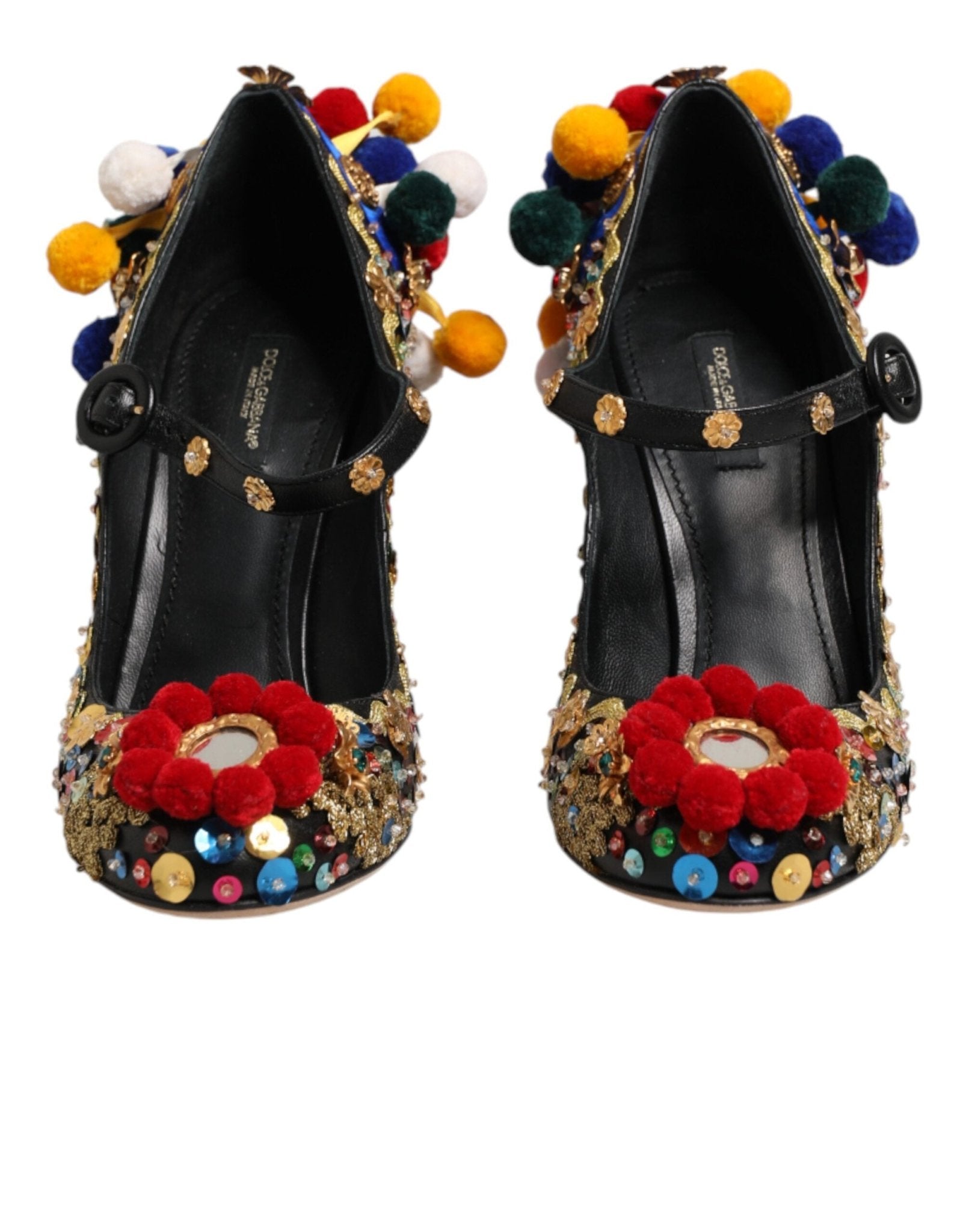Dolce & Gabbana Black Gold Embellished MARY JANES Pumps Shoes - RIMODA