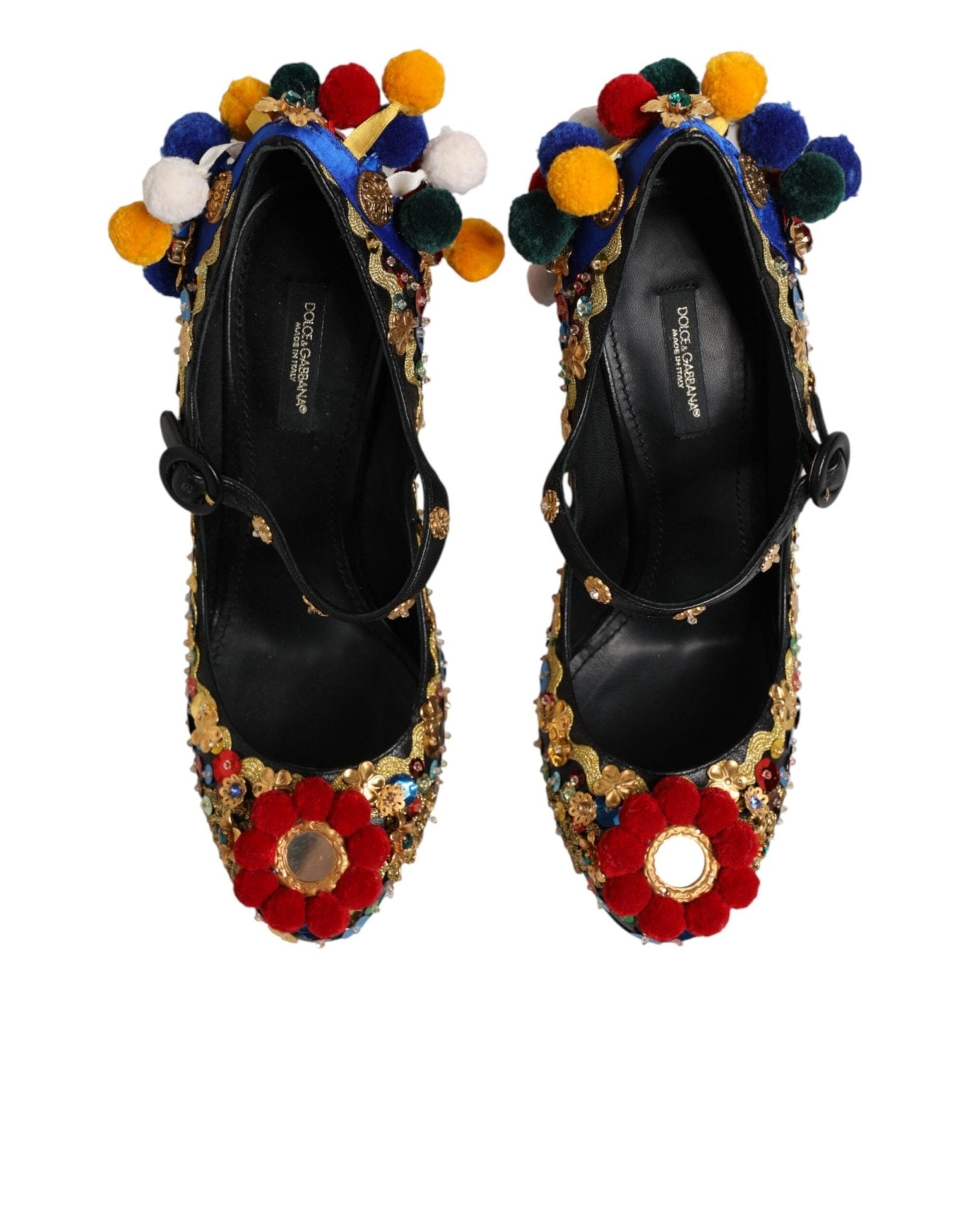 Dolce & Gabbana Black Gold Embellished MARY JANES Pumps Shoes - RIMODA