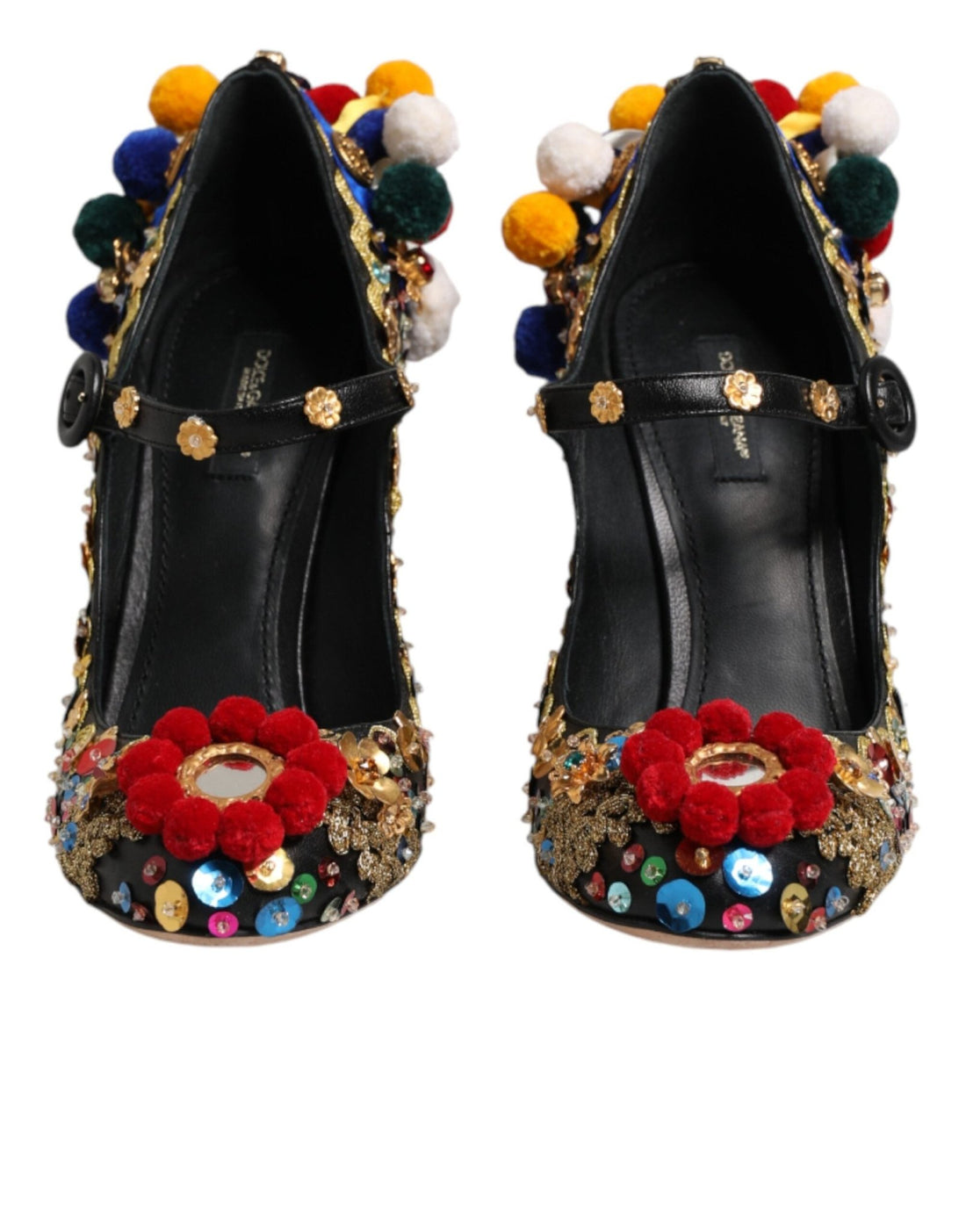 Dolce & Gabbana Black Gold Embellished MARY JANES Pumps Shoes - RIMODA
