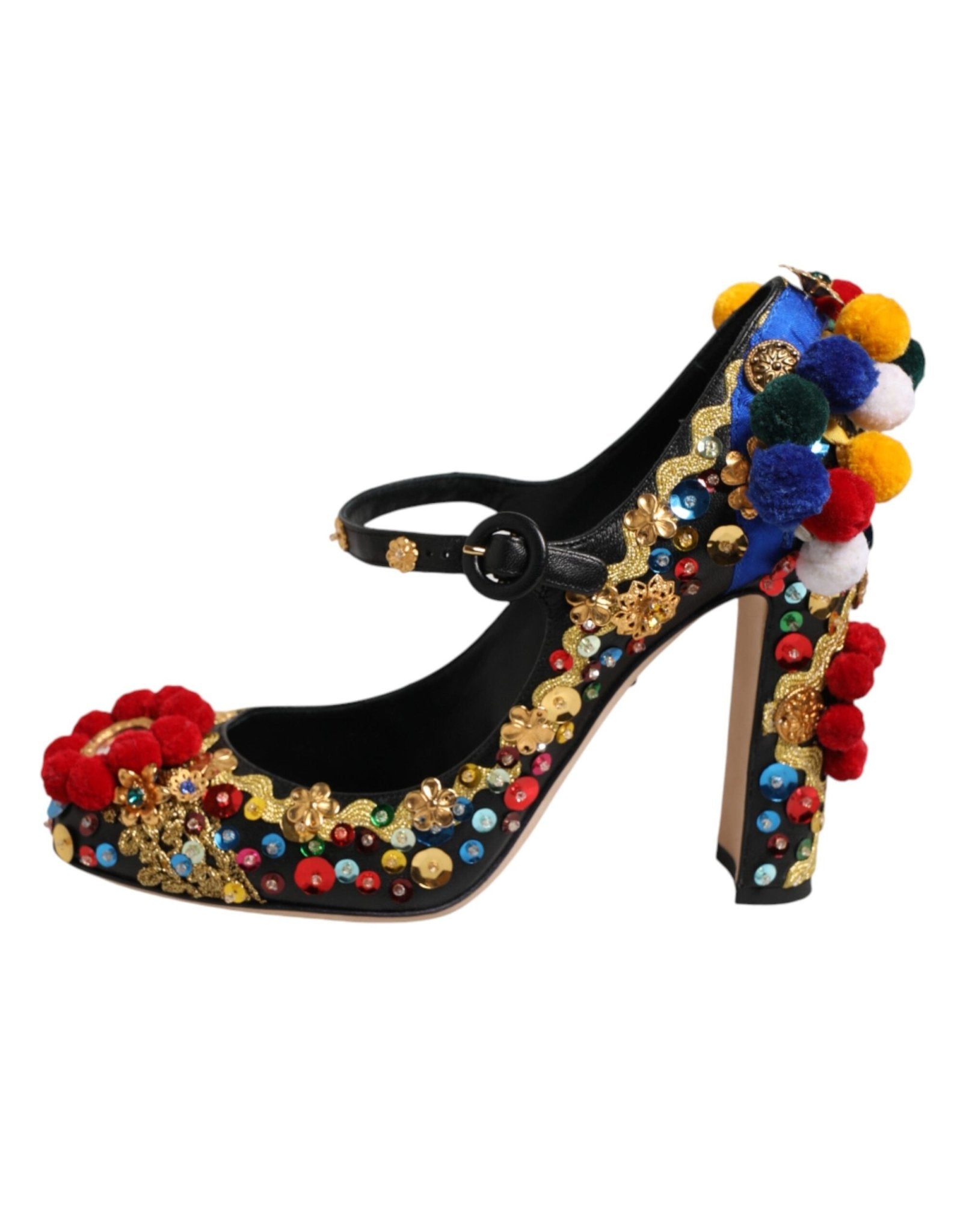 Dolce & Gabbana Black Gold Embellished MARY JANES Pumps Shoes - RIMODA