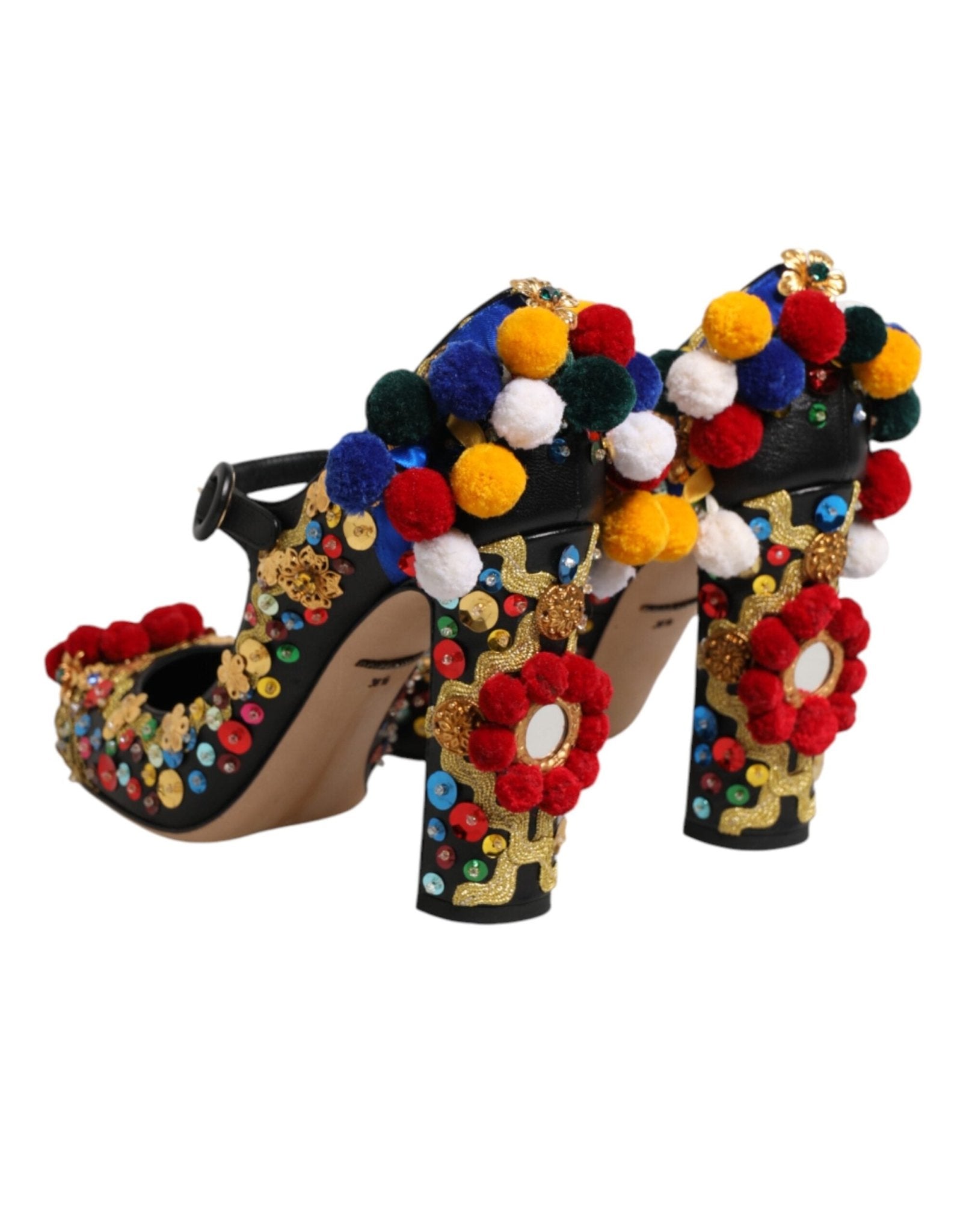 Dolce & Gabbana Black Gold Embellished MARY JANES Pumps Shoes - RIMODA