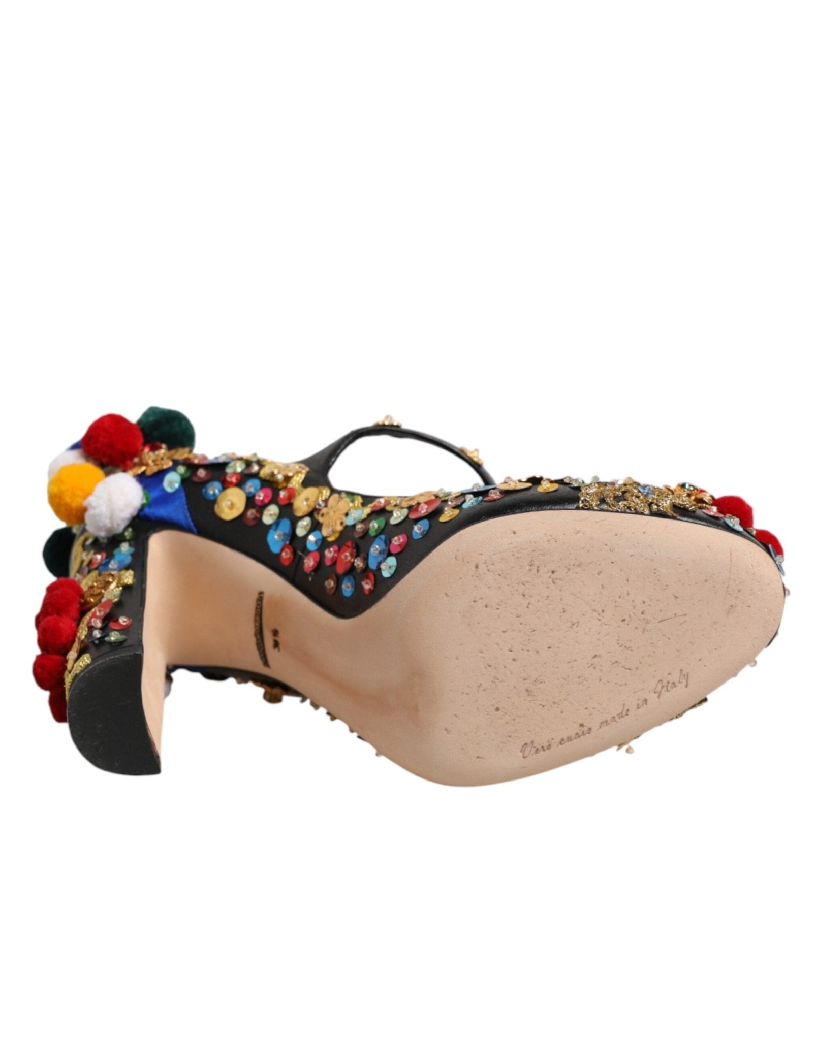 Dolce & Gabbana Black Gold Embellished MARY JANES Pumps Shoes - RIMODA
