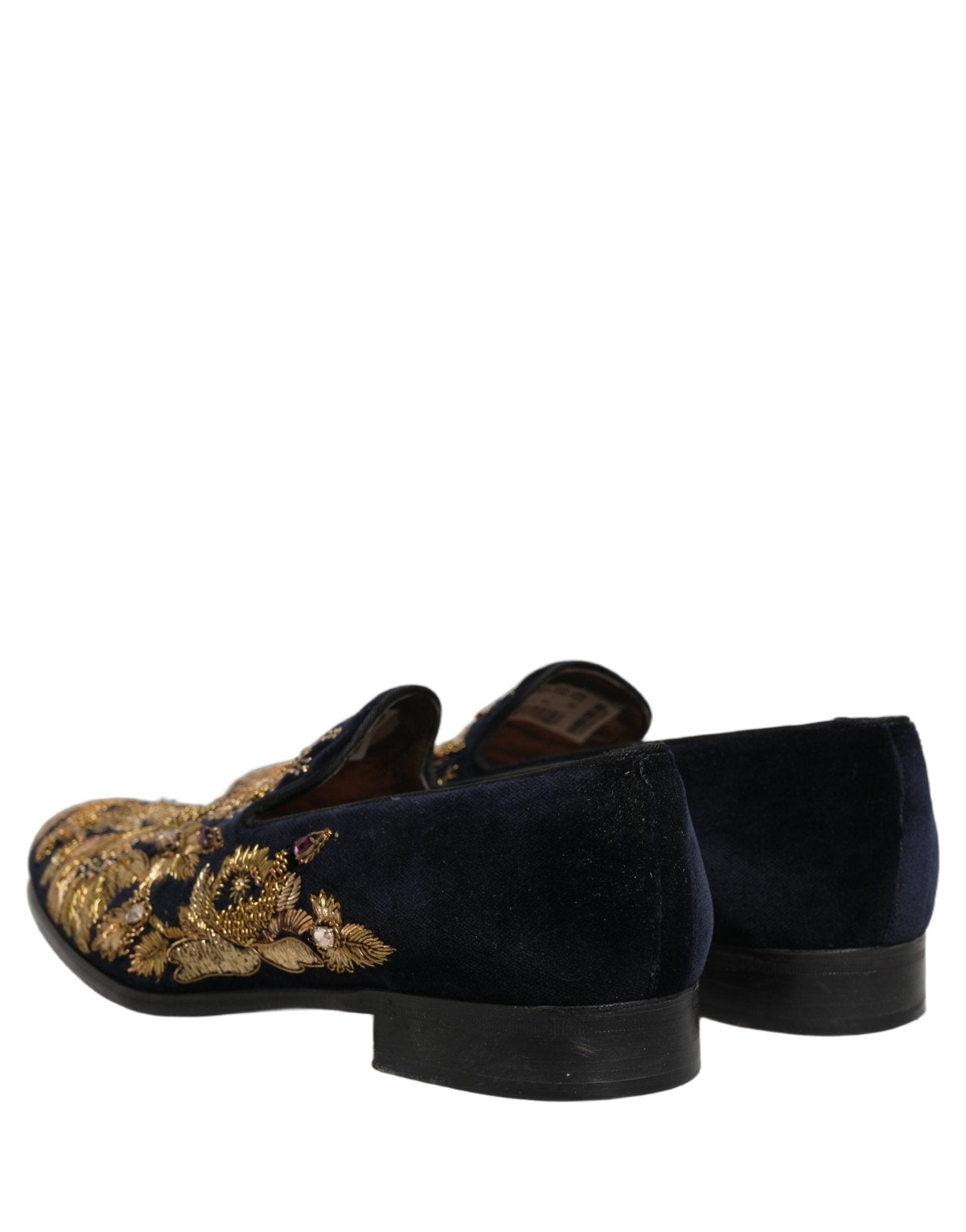 Dolce & Gabbana Black Gold Embroidery Dress Loafers Shoes - RIMODA