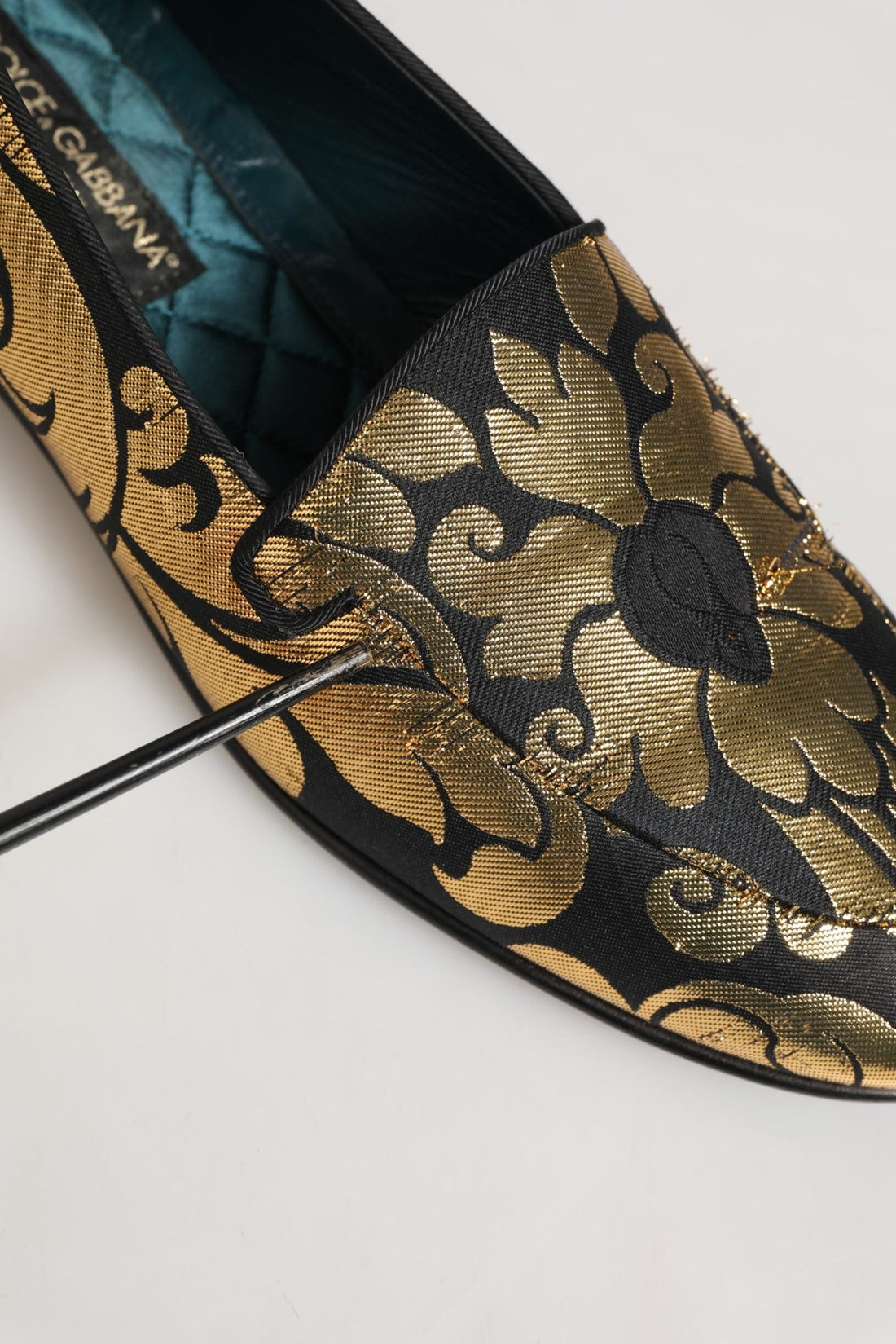 Dolce & Gabbana Black Gold Floral Jacquard Dress Loafers Shoes - RIMODA