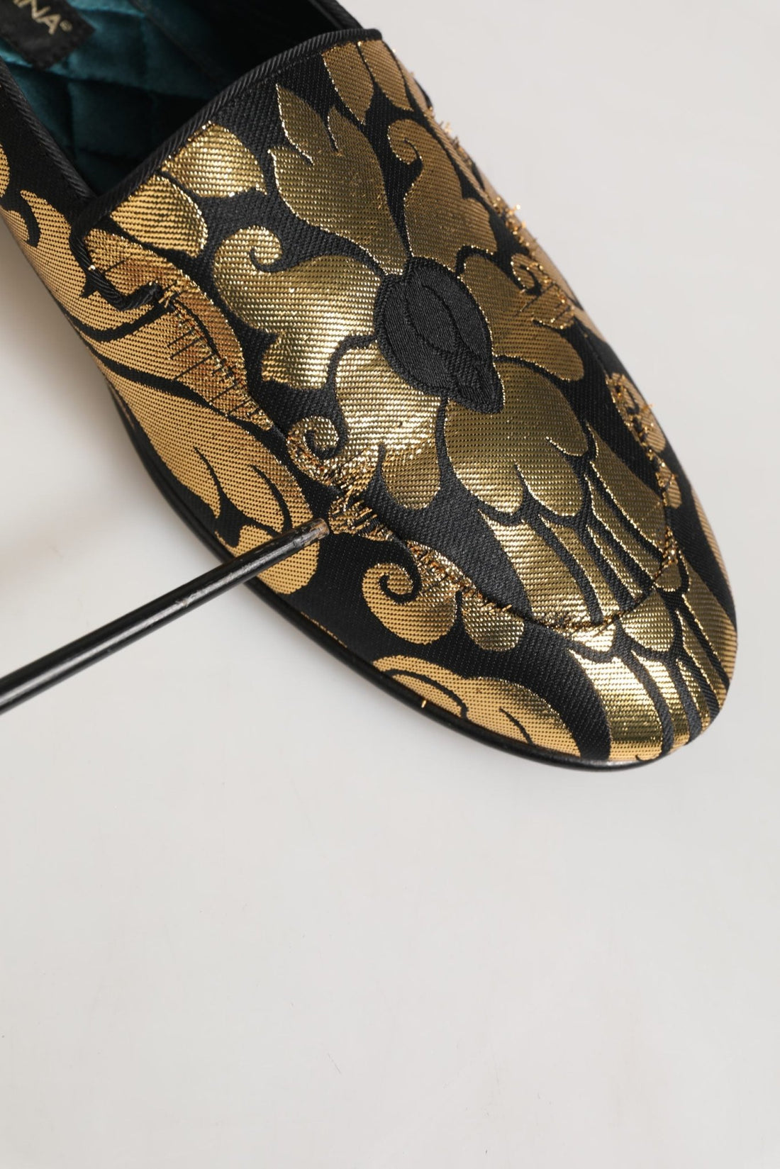 Dolce & Gabbana Black Gold Floral Jacquard Dress Loafers Shoes - RIMODA