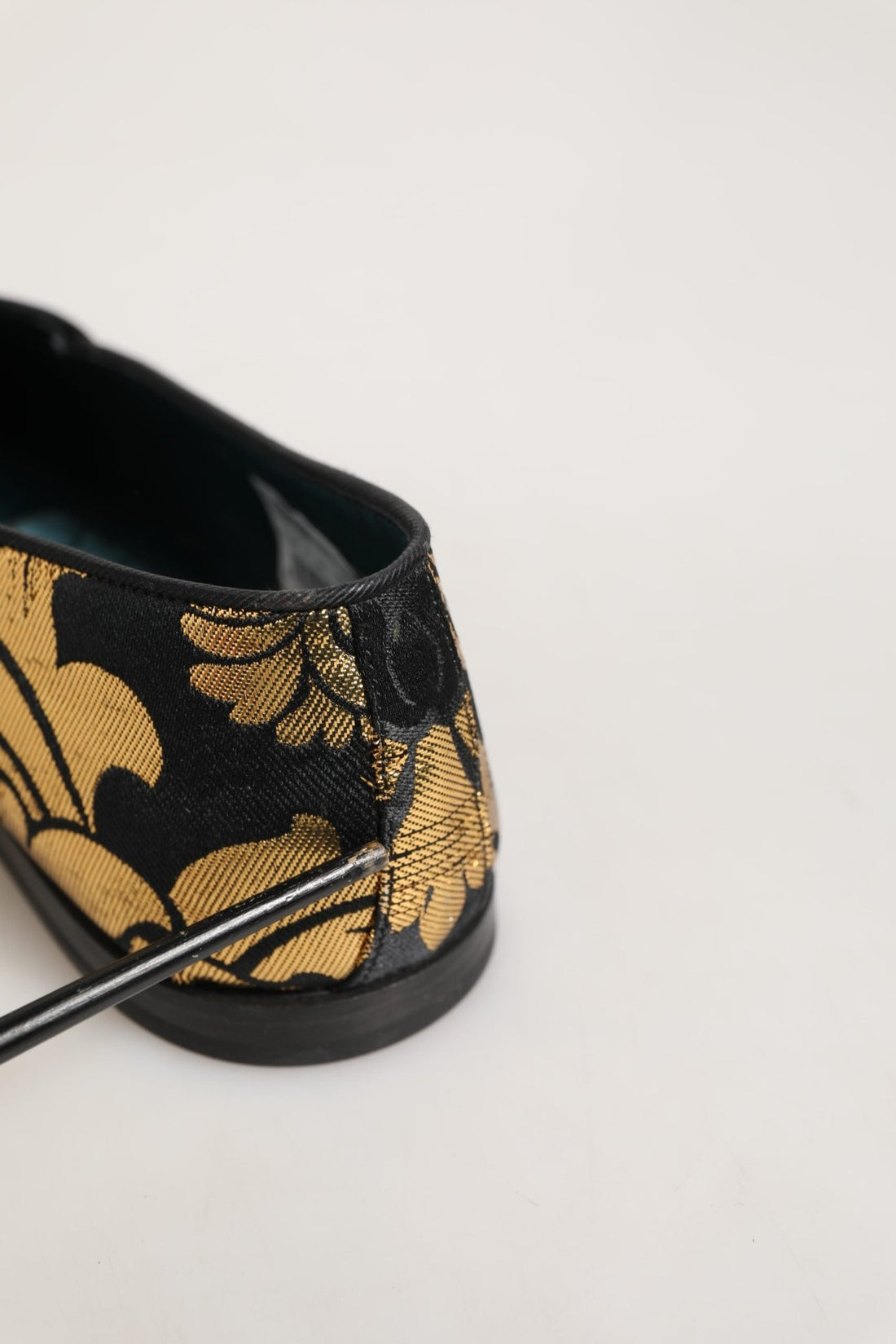 Dolce & Gabbana Black Gold Floral Jacquard Dress Loafers Shoes - RIMODA