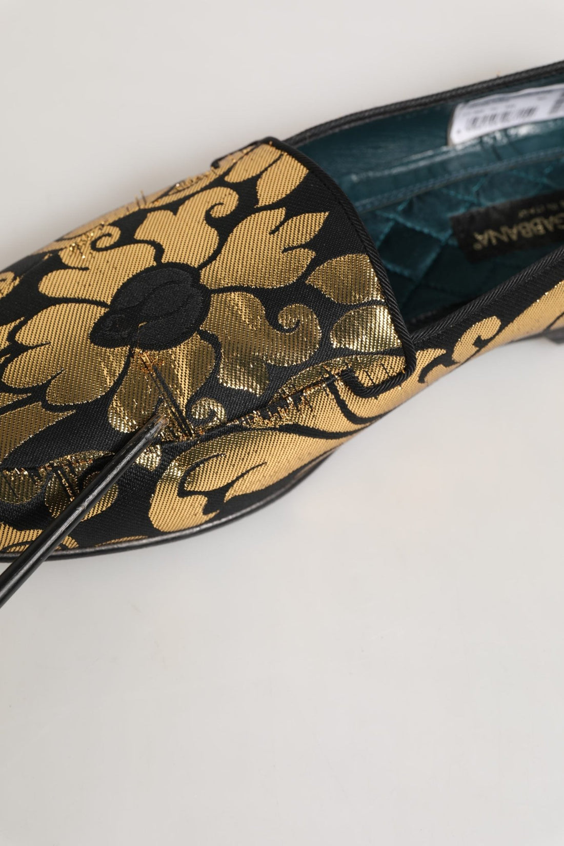 Dolce & Gabbana Black Gold Floral Jacquard Dress Loafers Shoes - RIMODA