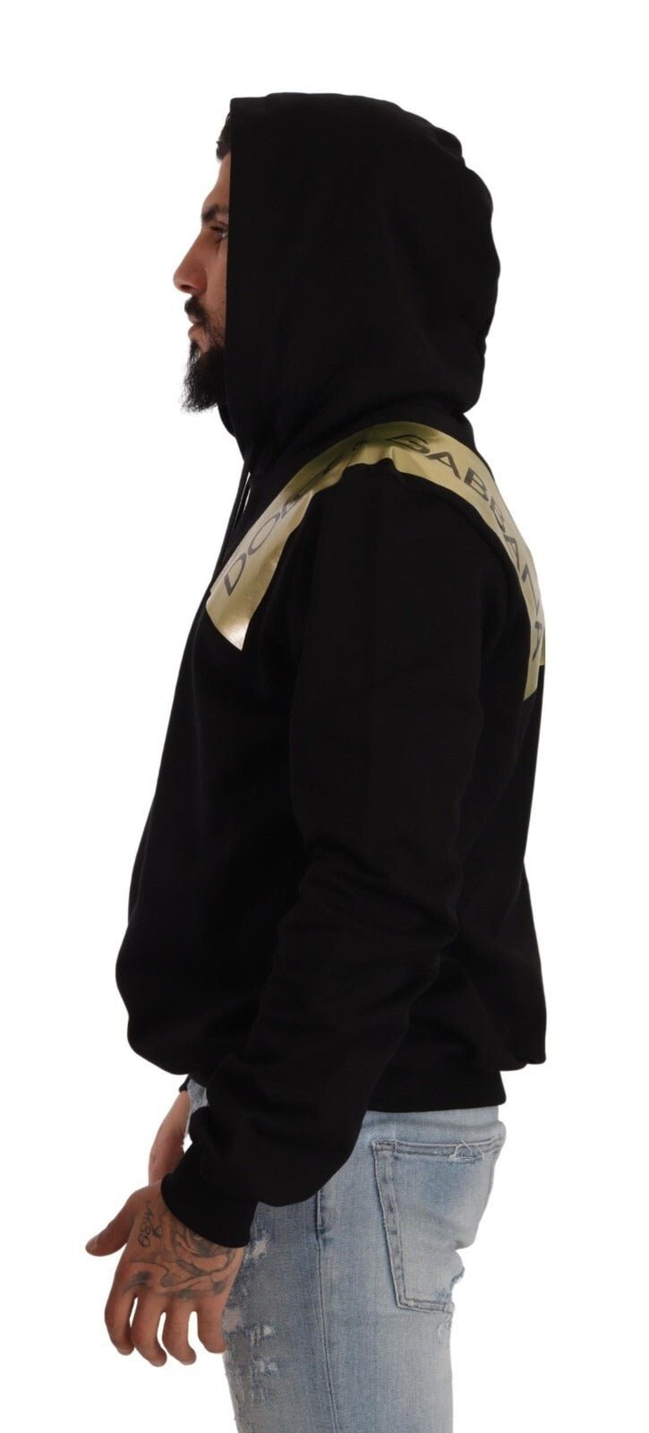 Dolce & Gabbana Black Gold Hooded Cotton Mens Pullover Sweater - RIMODA