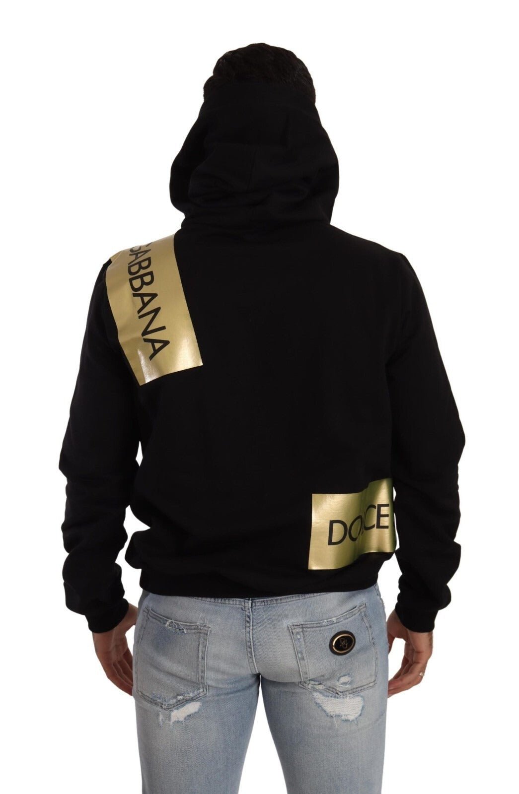 Dolce & Gabbana Black Gold Hooded Cotton Mens Pullover Sweater - RIMODA