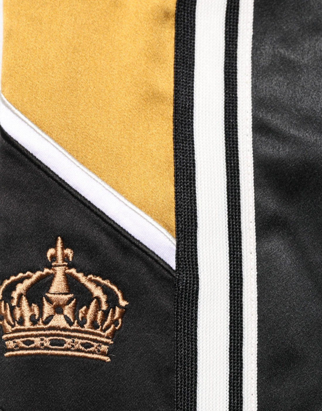 Dolce & Gabbana Black Gold Satin Crown Side Stripe Jogger Pants - RIMODA