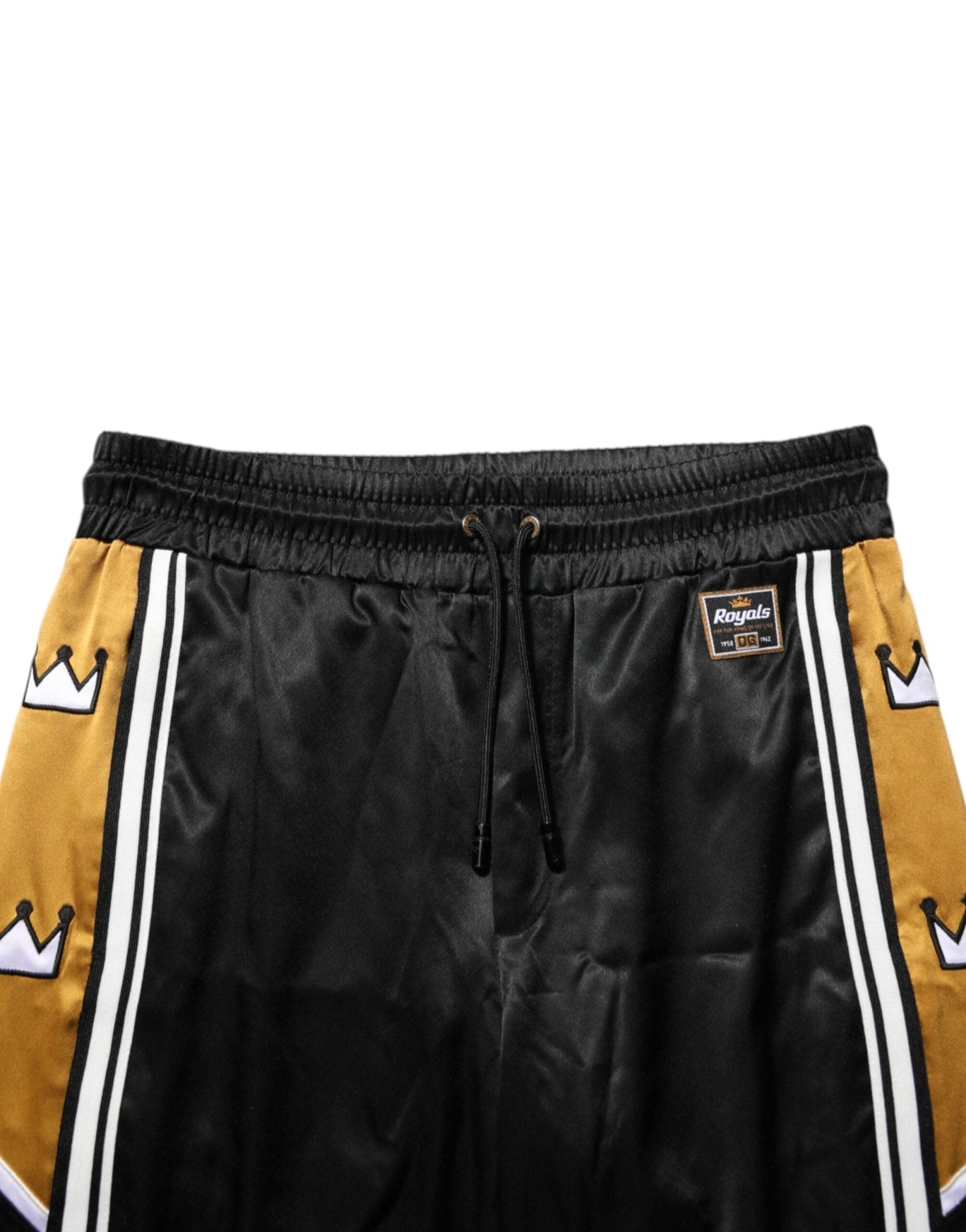 Dolce & Gabbana Black Gold Satin Crown Side Stripe Jogger Pants - RIMODA