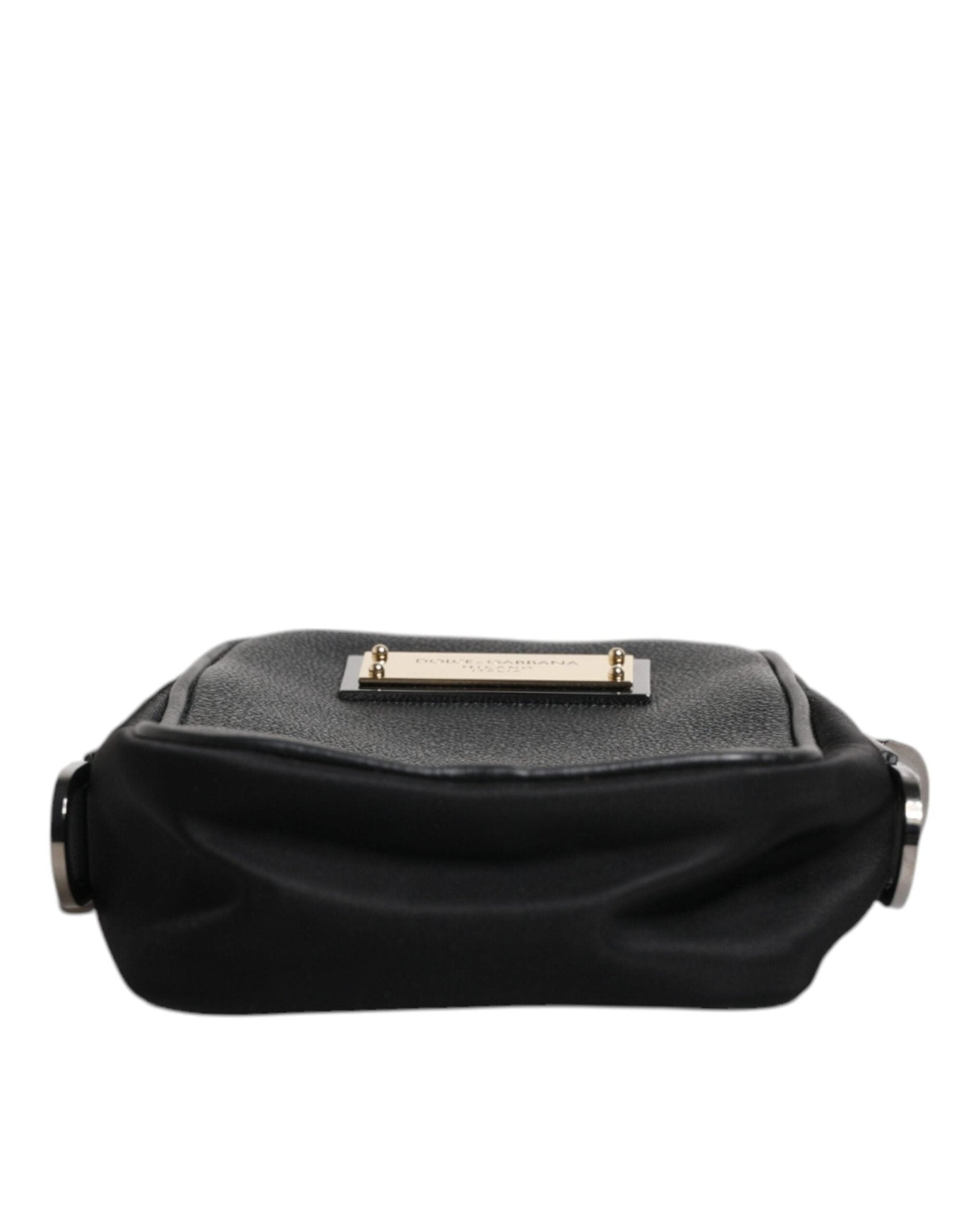 Dolce & Gabbana Black Grain Leather Logo Plaque Clutch Bag - RIMODA