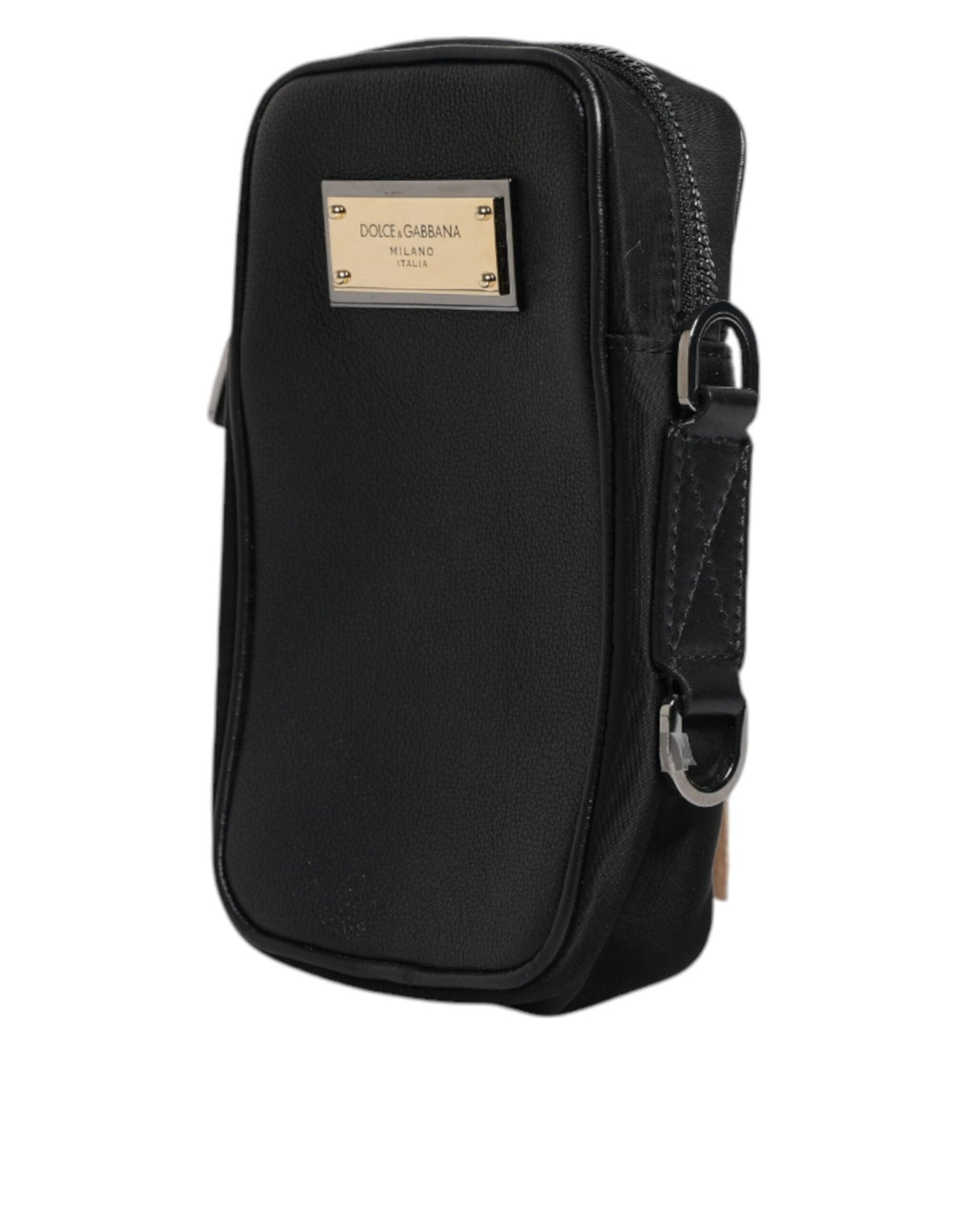 Dolce & Gabbana Black Grain Leather Logo Plaque Clutch Bag - RIMODA