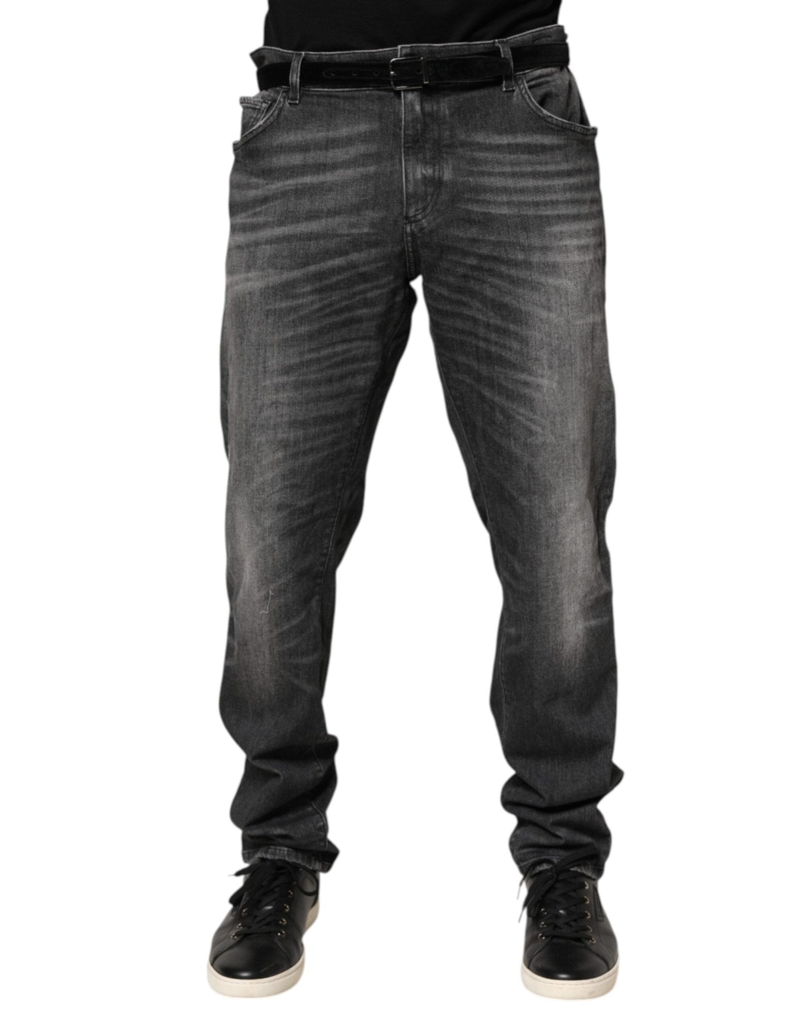 Dolce & Gabbana Black Gray Wash Slim Fit Straight Leg Denim Jeans - RIMODA