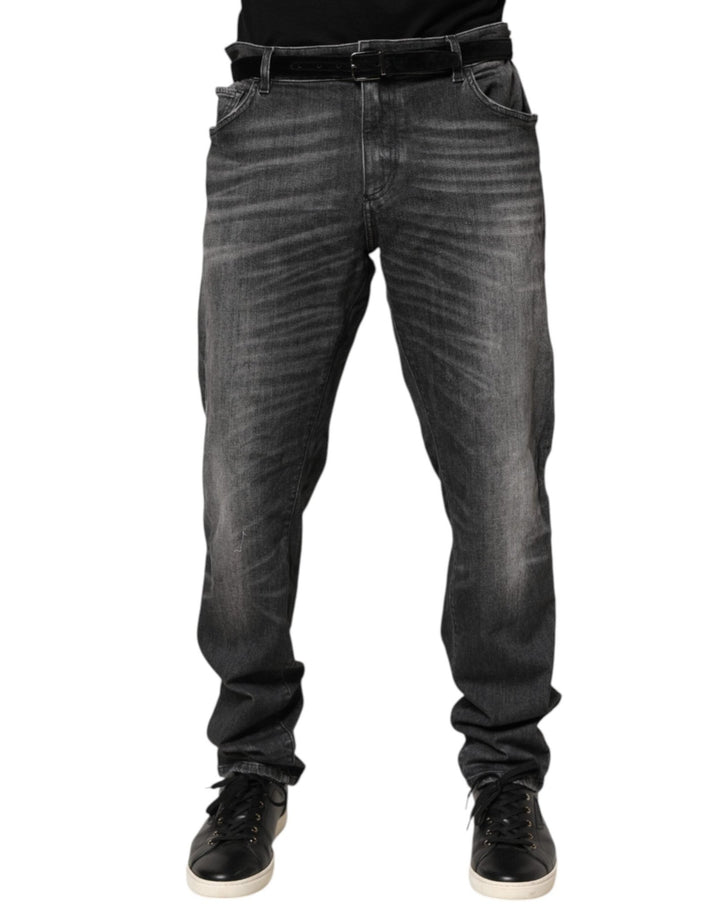 Dolce & Gabbana Black Gray Wash Slim Fit Straight Leg Denim Jeans - RIMODA