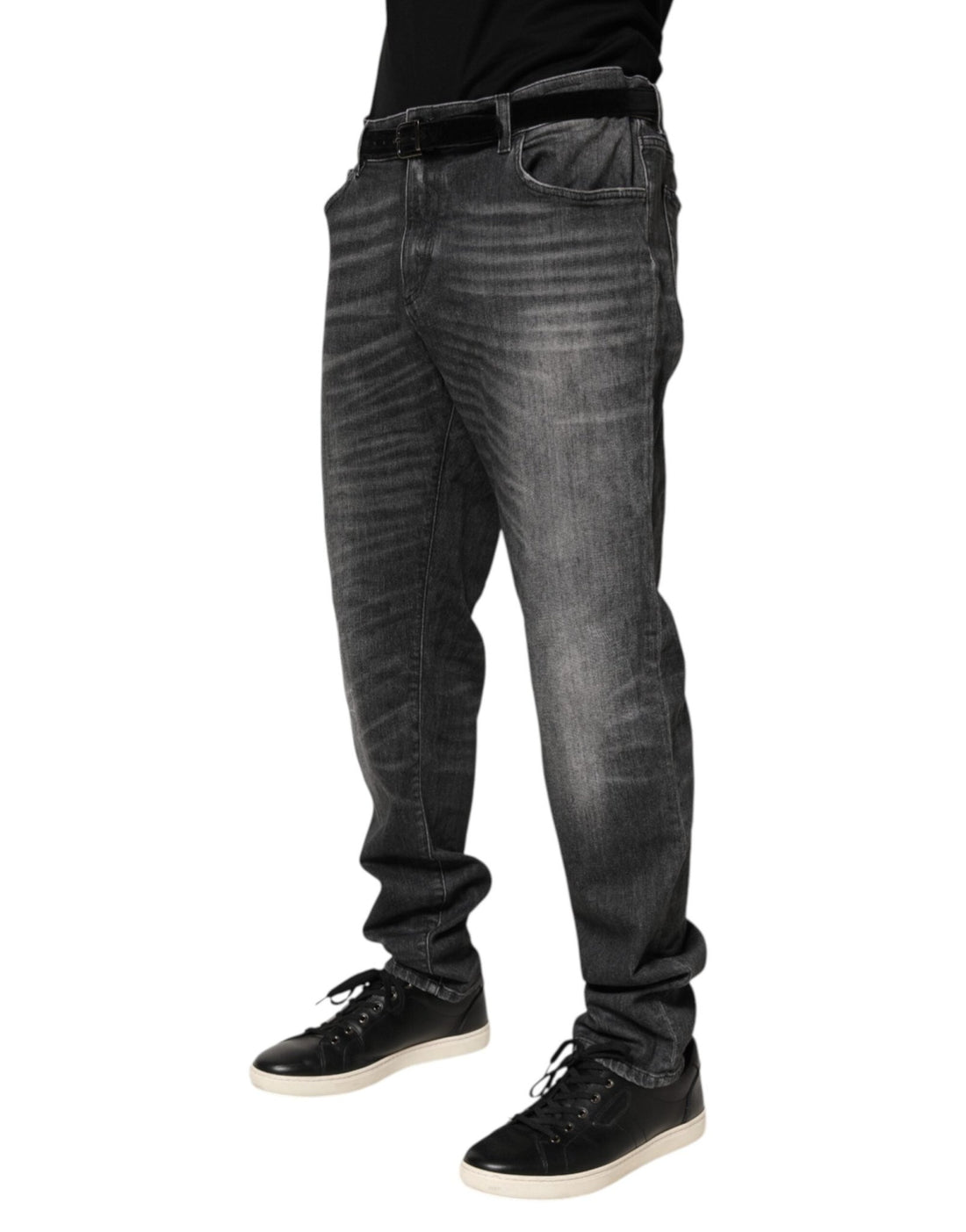 Dolce & Gabbana Black Gray Wash Slim Fit Straight Leg Denim Jeans - RIMODA