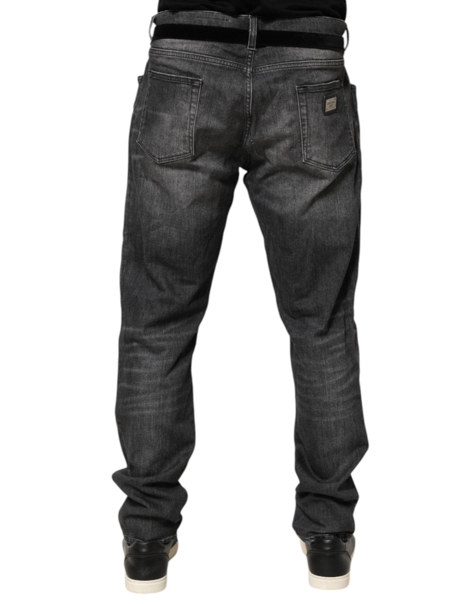 Dolce & Gabbana Black Gray Wash Slim Fit Straight Leg Denim Jeans - RIMODA