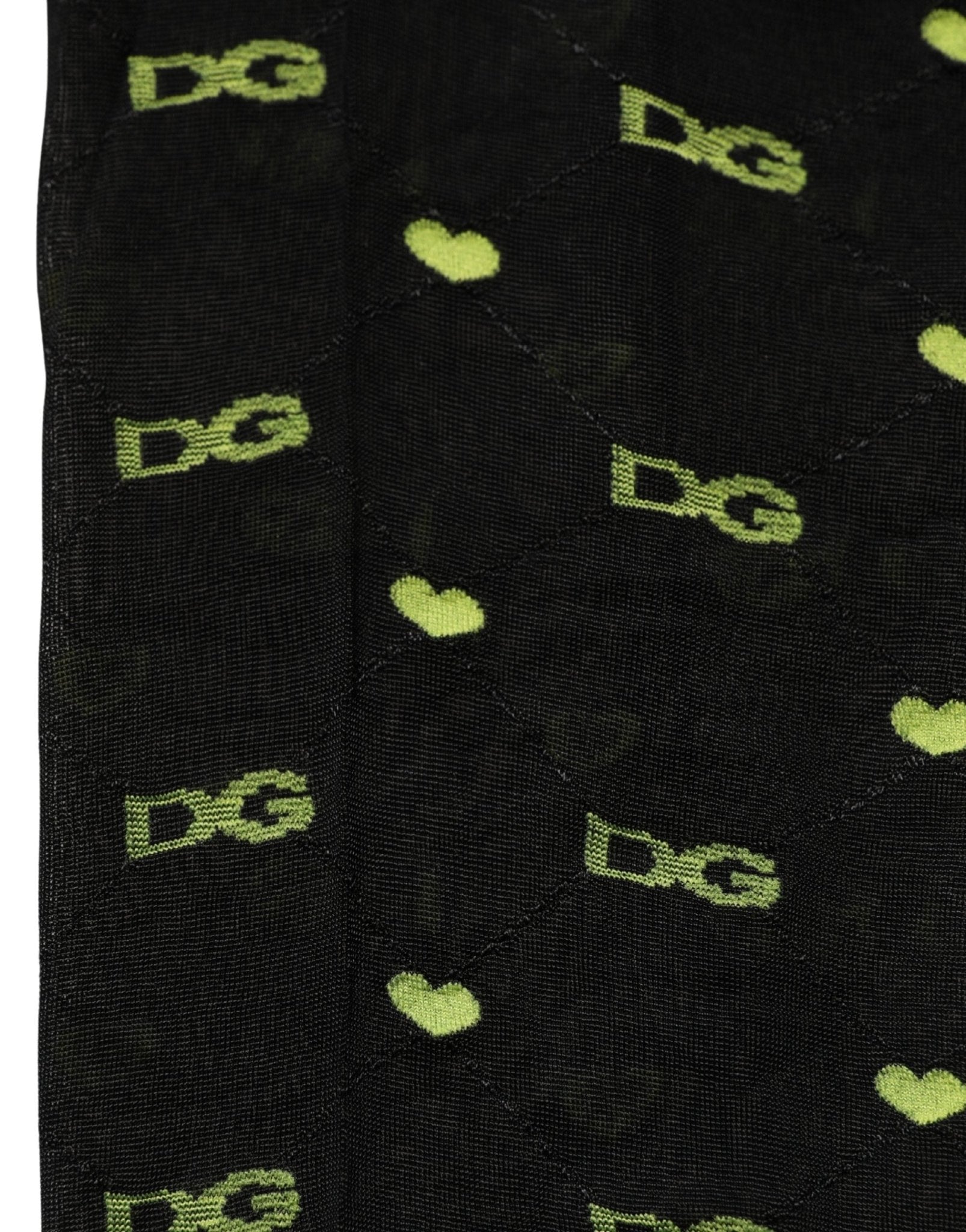 Dolce & Gabbana Black Green Nylon Logo Tights Stocking Pantyhose Socks - RIMODA