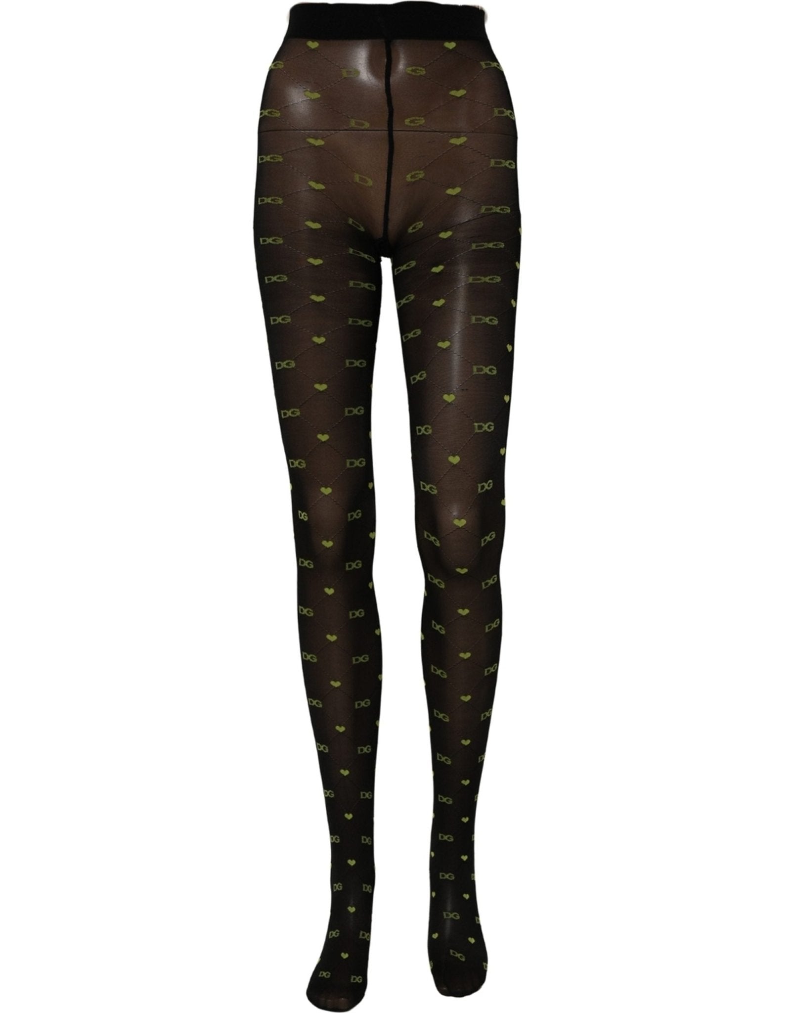 Dolce & Gabbana Black Green Nylon Logo Tights Stocking Pantyhose Socks - RIMODA