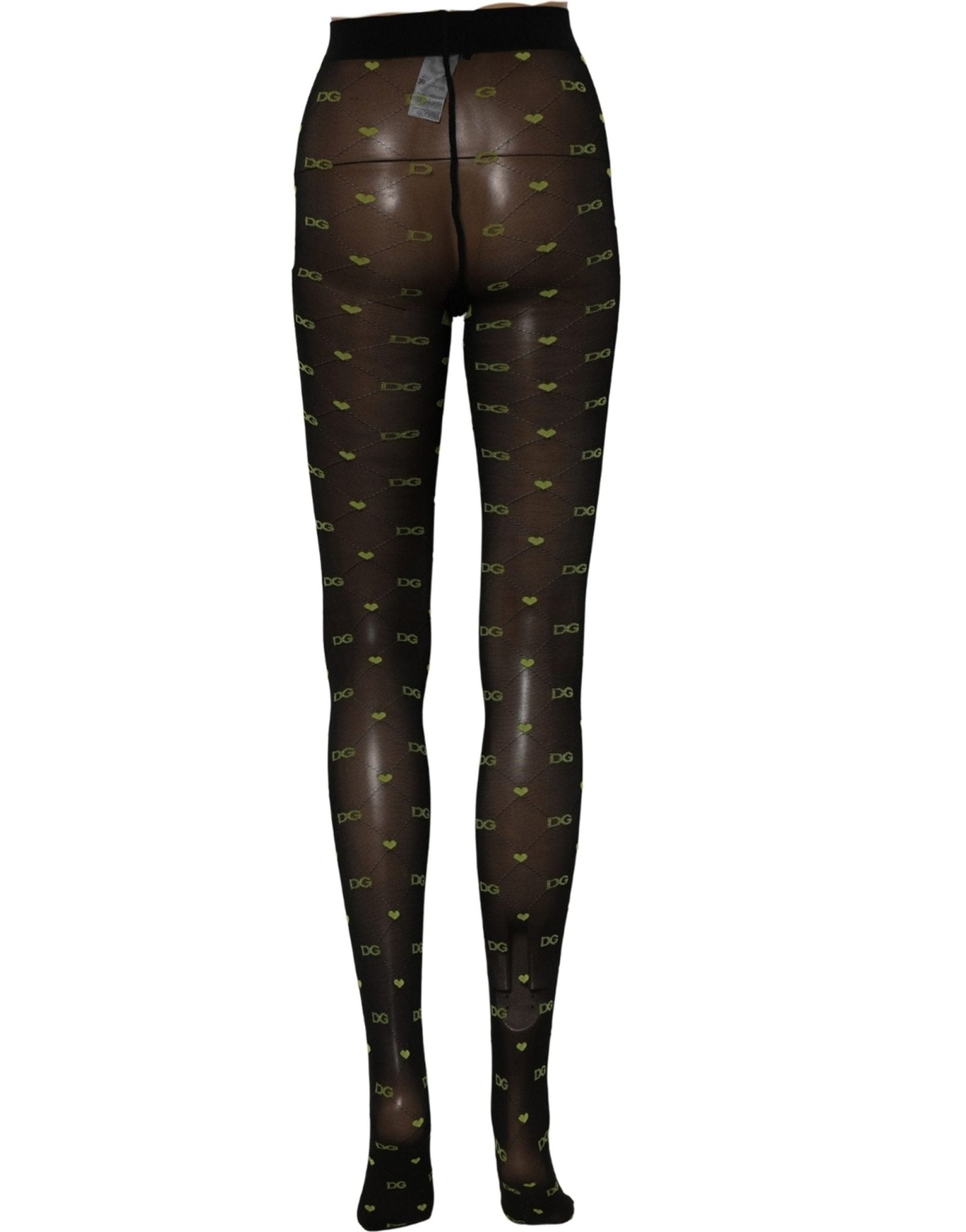 Dolce & Gabbana Black Green Nylon Logo Tights Stocking Pantyhose Socks - RIMODA