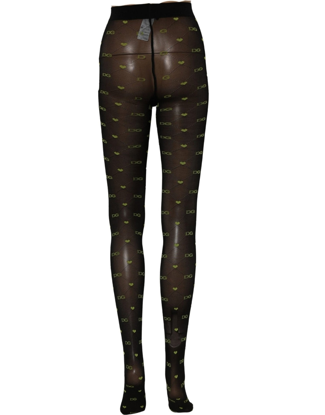 Dolce & Gabbana Black Green Nylon Logo Tights Stocking Pantyhose Socks - RIMODA