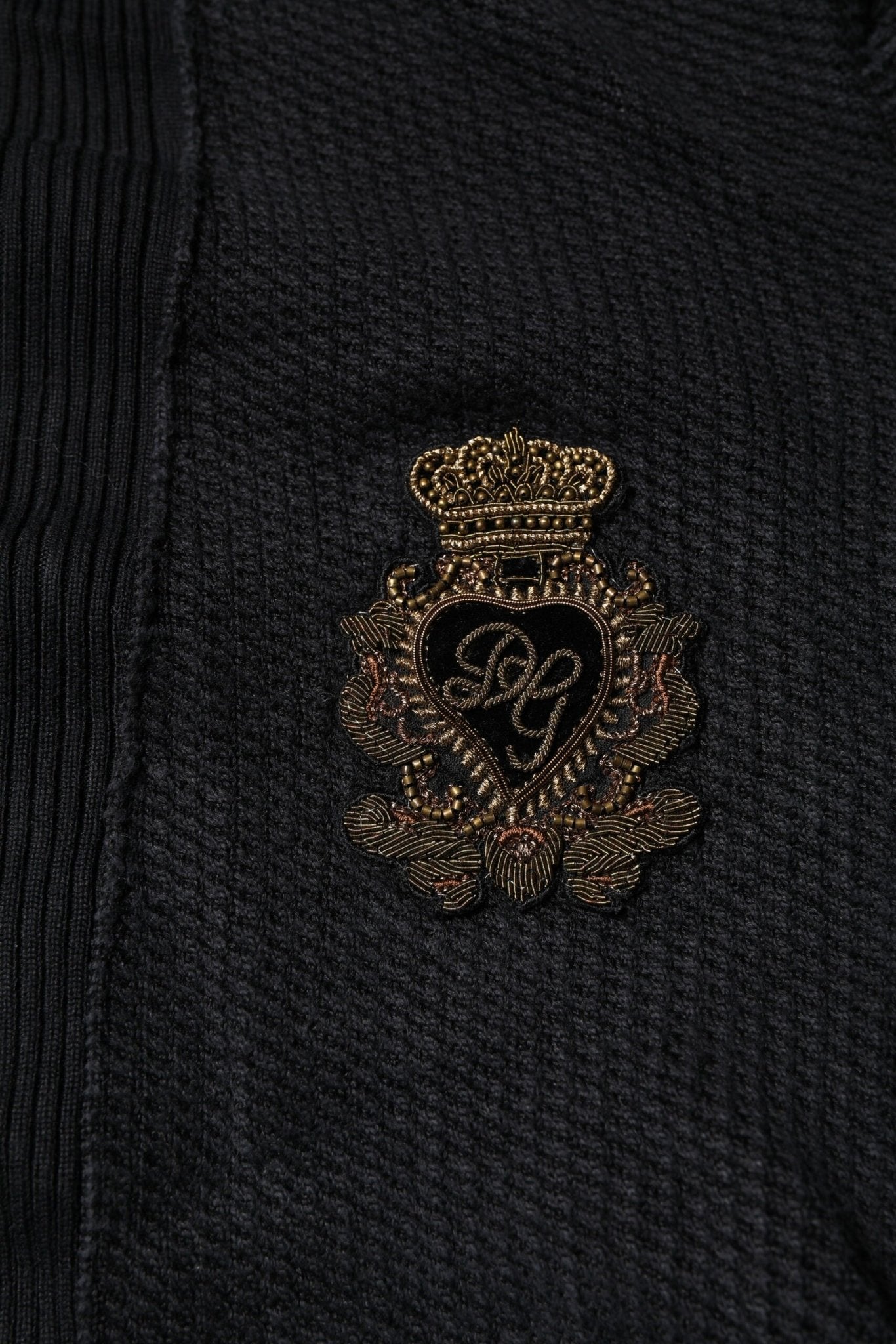 Dolce & Gabbana Black Heraldic Silk Buttoned Pullover Sweater - RIMODA