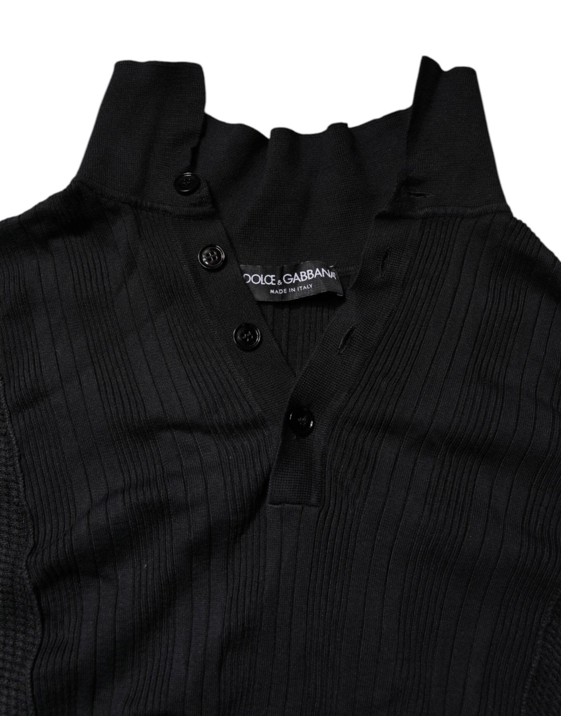 Dolce & Gabbana Black Heraldic Silk Buttoned Pullover Sweater - RIMODA