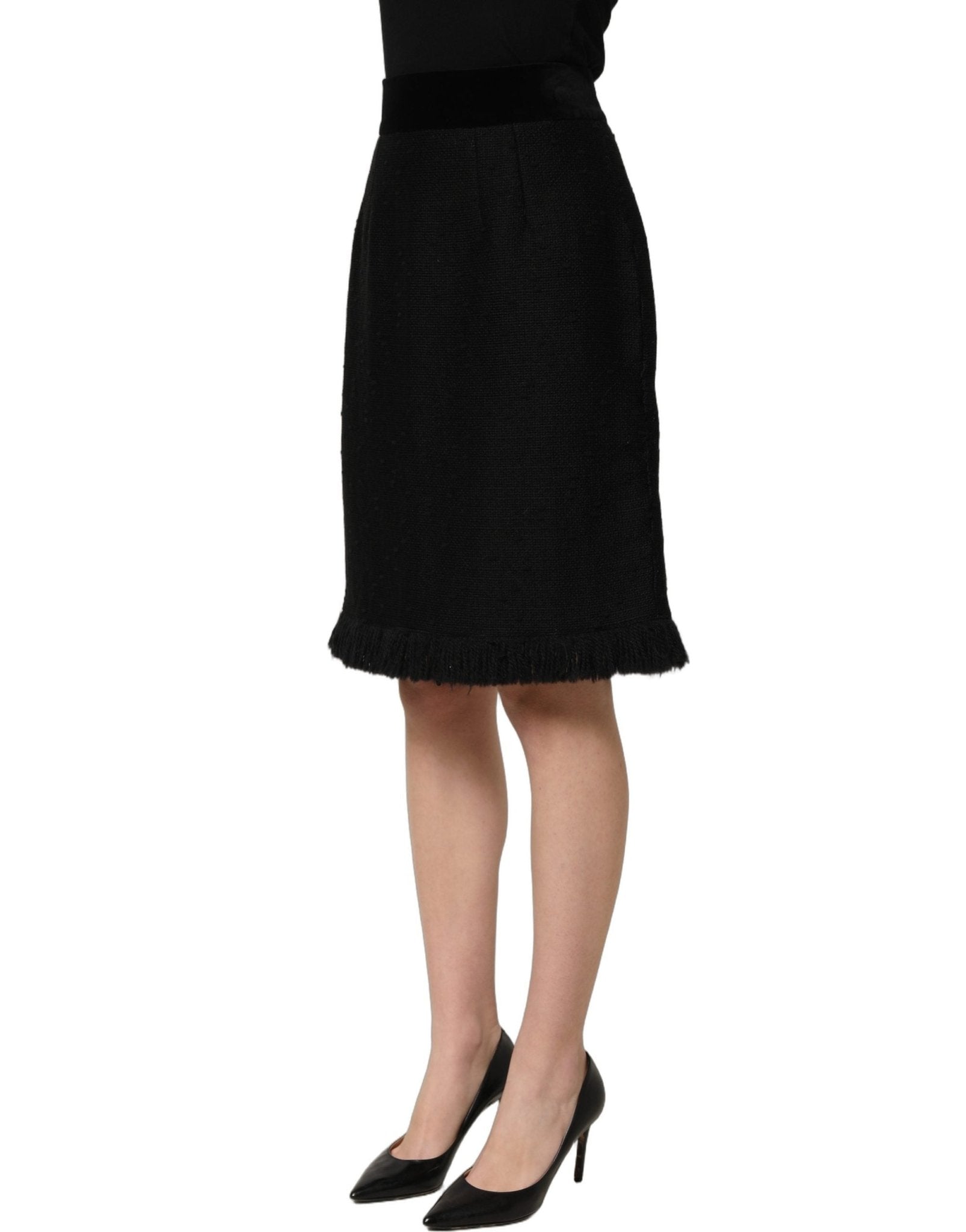 Dolce & Gabbana Black High Waist Pencil Cut Knee Length Skirt - RIMODA