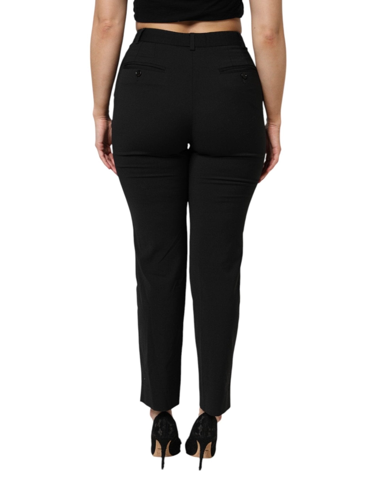 Dolce & Gabbana Black High Waisted Tapered STAFF Pants - RIMODA
