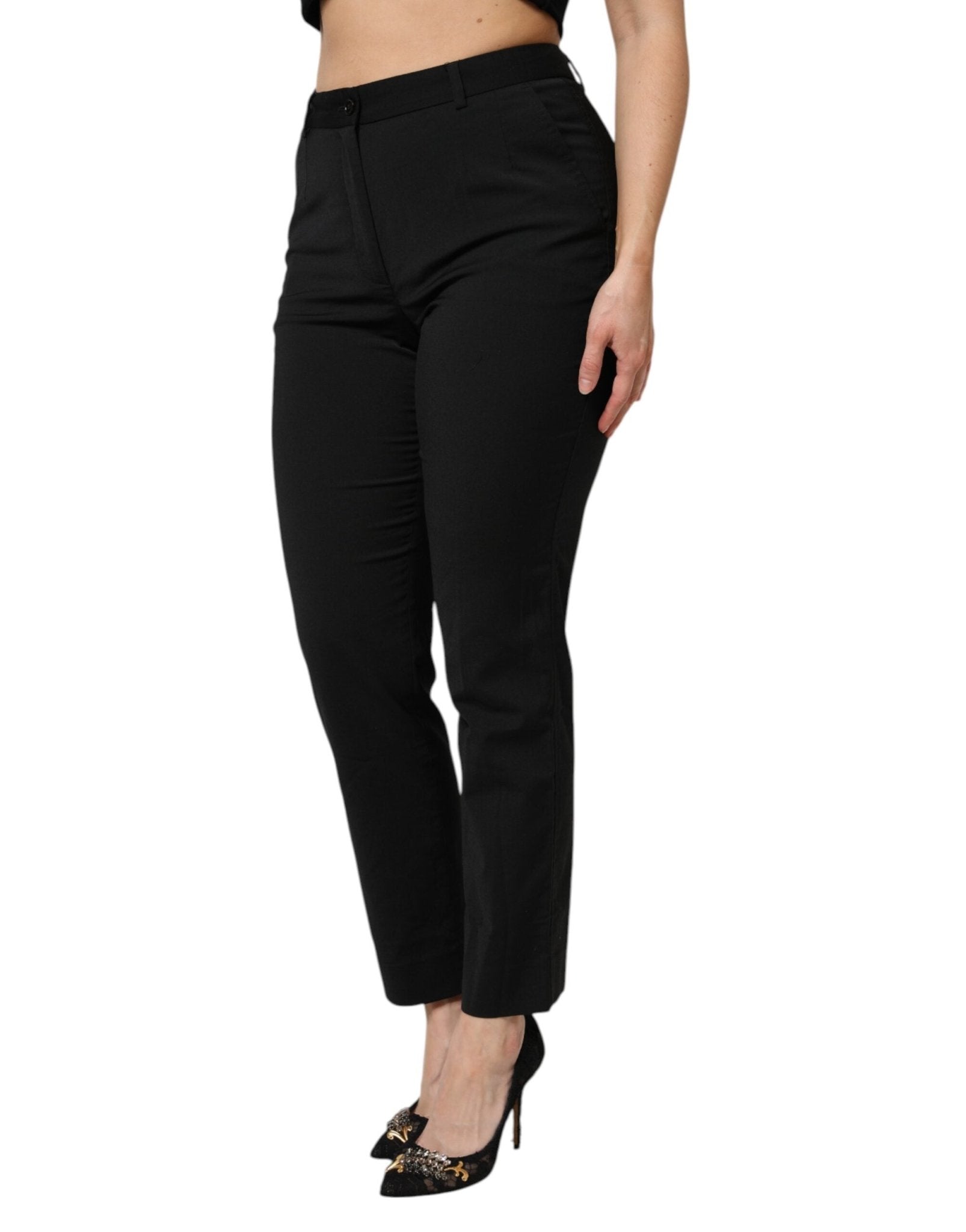 Dolce & Gabbana Black High Waisted Tapered STAFF Pants - RIMODA