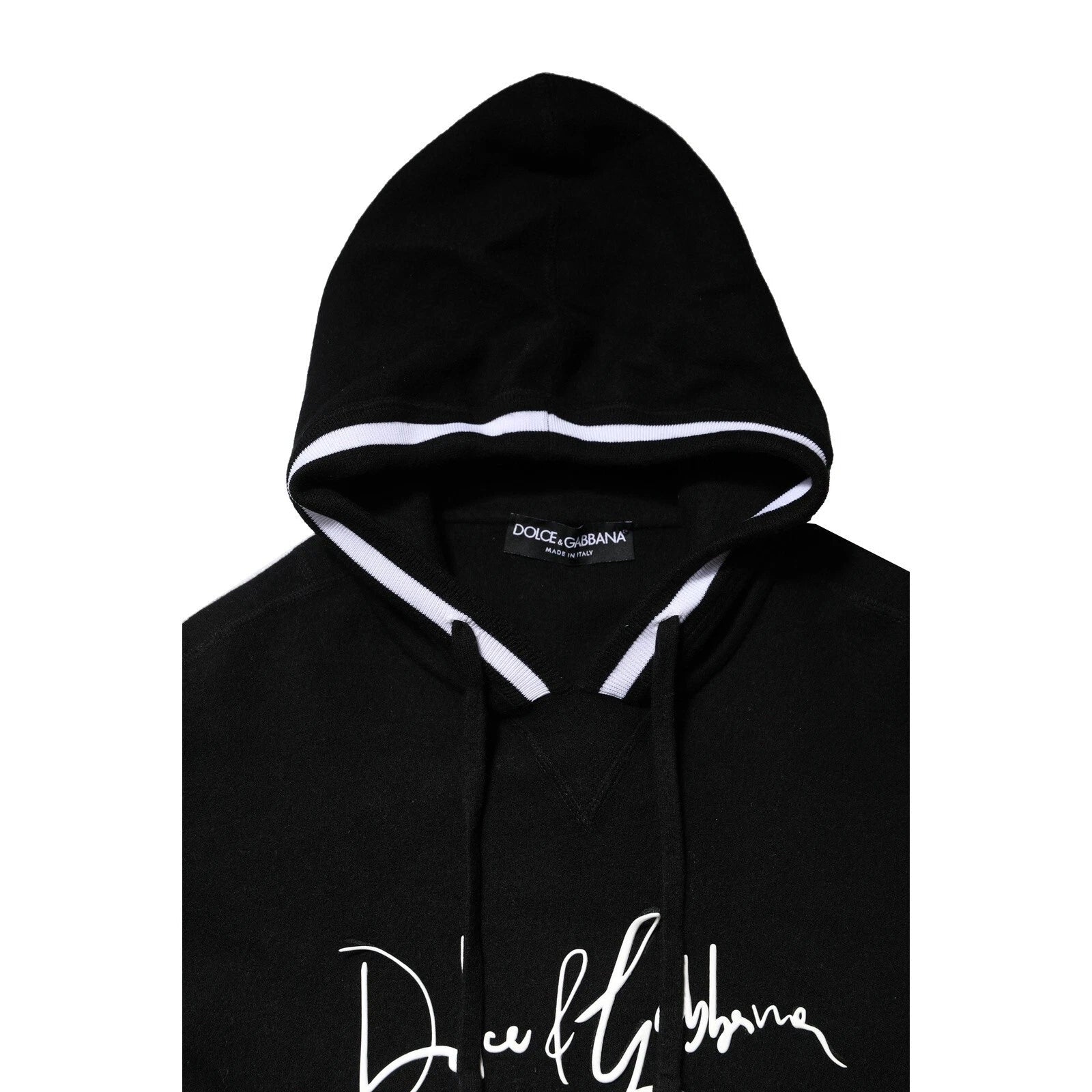 Dolce & Gabbana Black Hooded Logo Print Sweatshirt Sweater - RIMODA