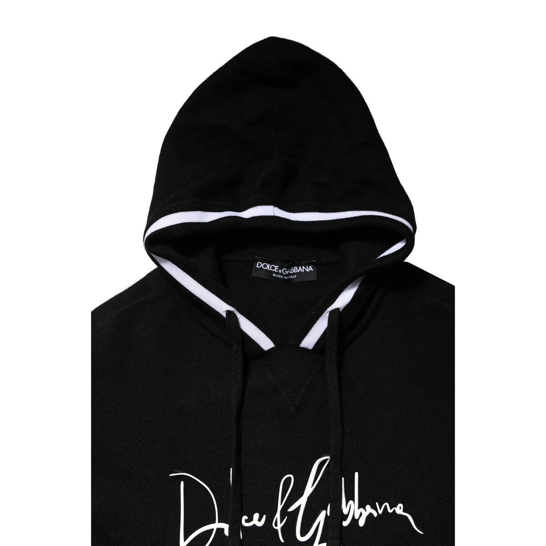 Dolce & Gabbana Black Hooded Logo Print Sweatshirt Sweater - RIMODA