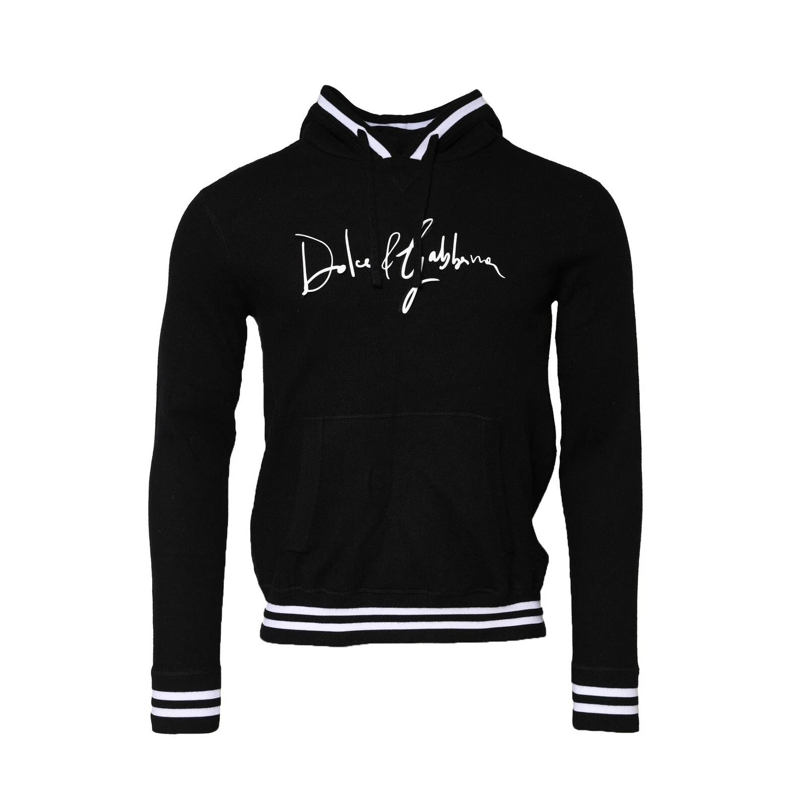 Dolce & Gabbana Black Hooded Logo Print Sweatshirt Sweater - RIMODA