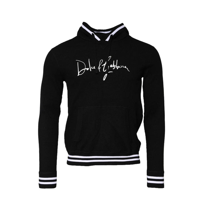 Dolce & Gabbana Black Hooded Logo Print Sweatshirt Sweater - RIMODA