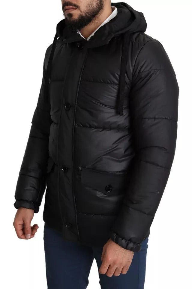 Dolce & Gabbana Black Hooded Polyester Men Coat Puffer Jacket - RIMODA