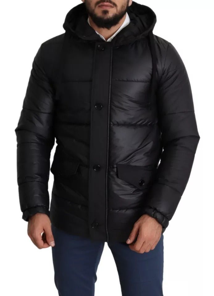 Dolce & Gabbana Black Hooded Polyester Men Coat Puffer Jacket - RIMODA