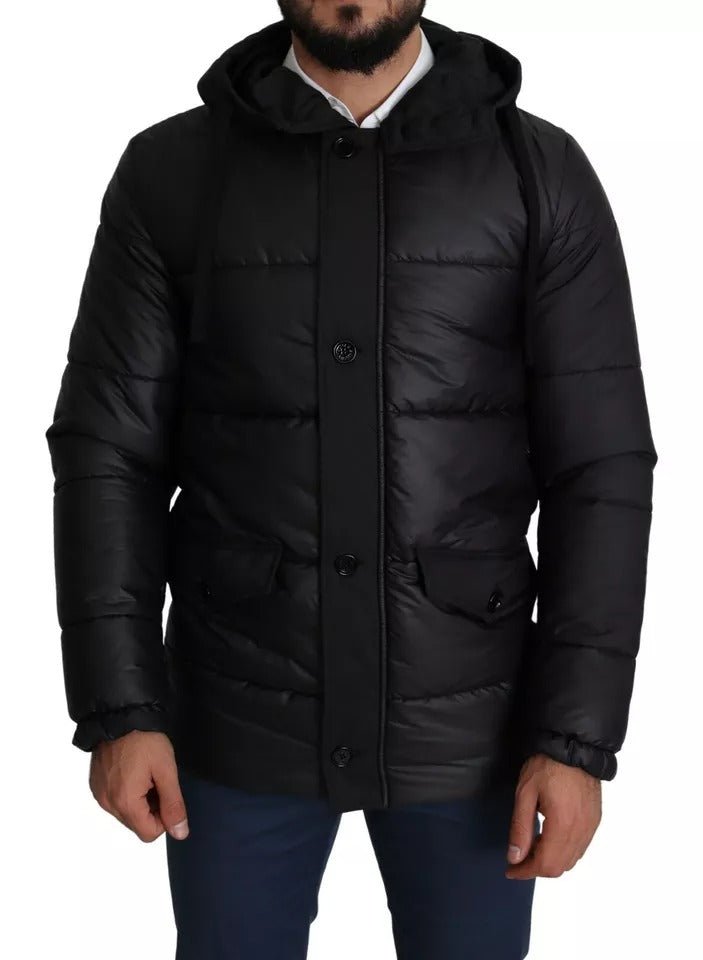 Dolce & Gabbana Black Hooded Polyester Men Coat Puffer Jacket - RIMODA
