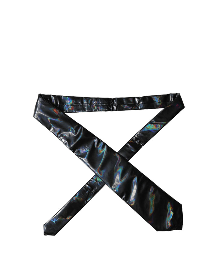 Dolce & Gabbana Black Iridescent Silk Adjustable Women Tied Necktie Tie - RIMODA