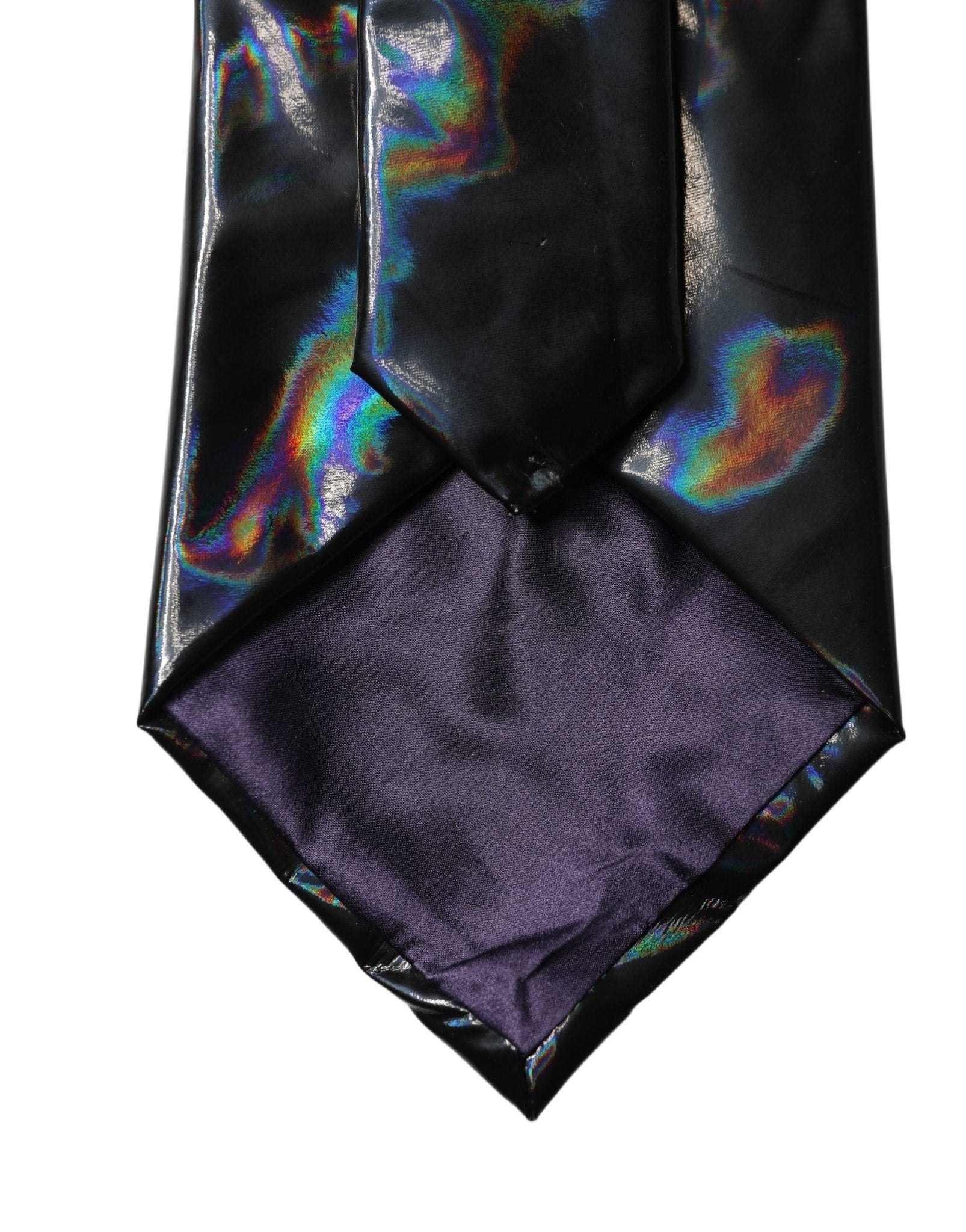 Dolce & Gabbana Black Iridescent Silk Adjustable Women Tied Necktie Tie - RIMODA