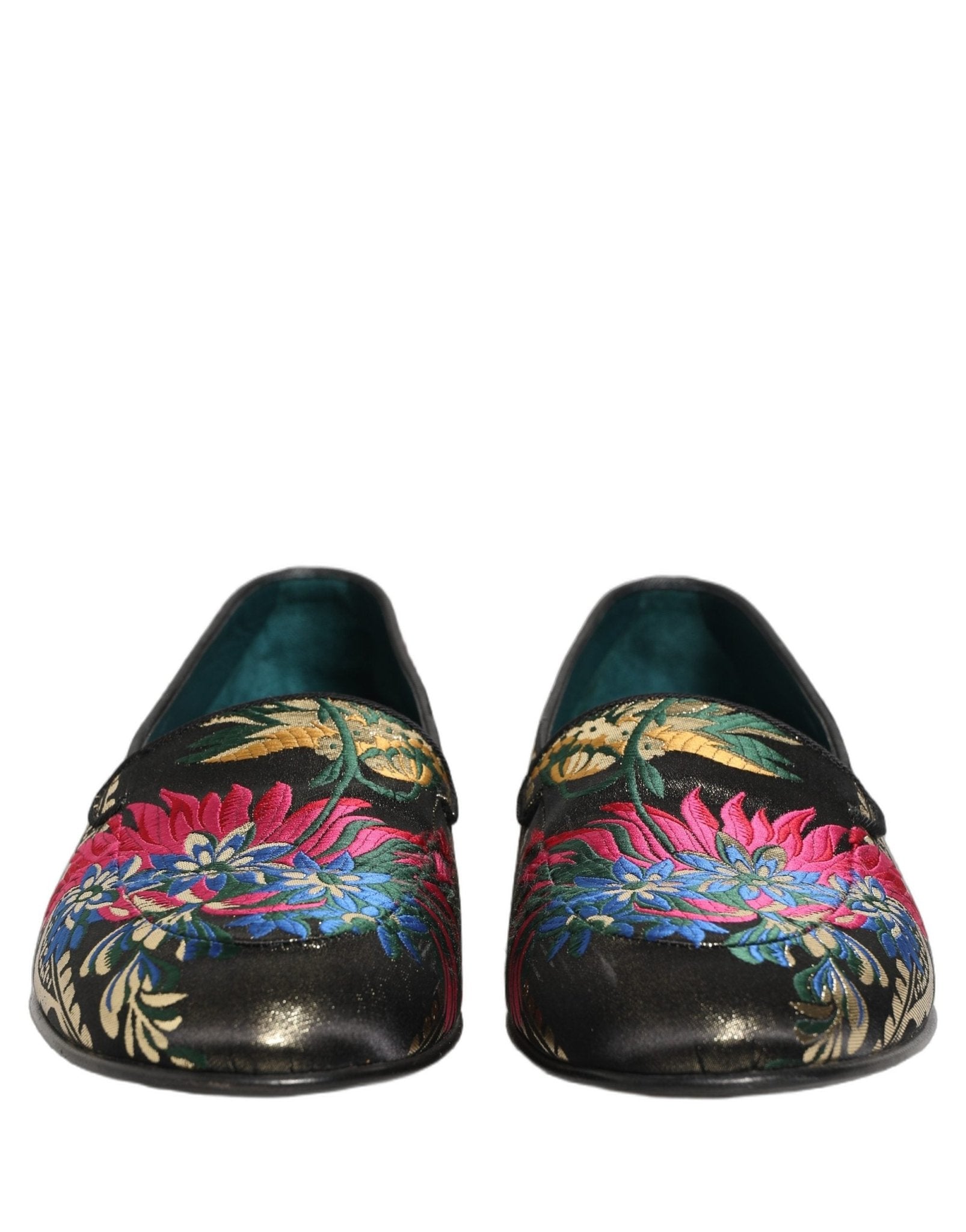 Dolce & Gabbana Black Jacquard Floral Loafers Men Dress Shoes - RIMODA