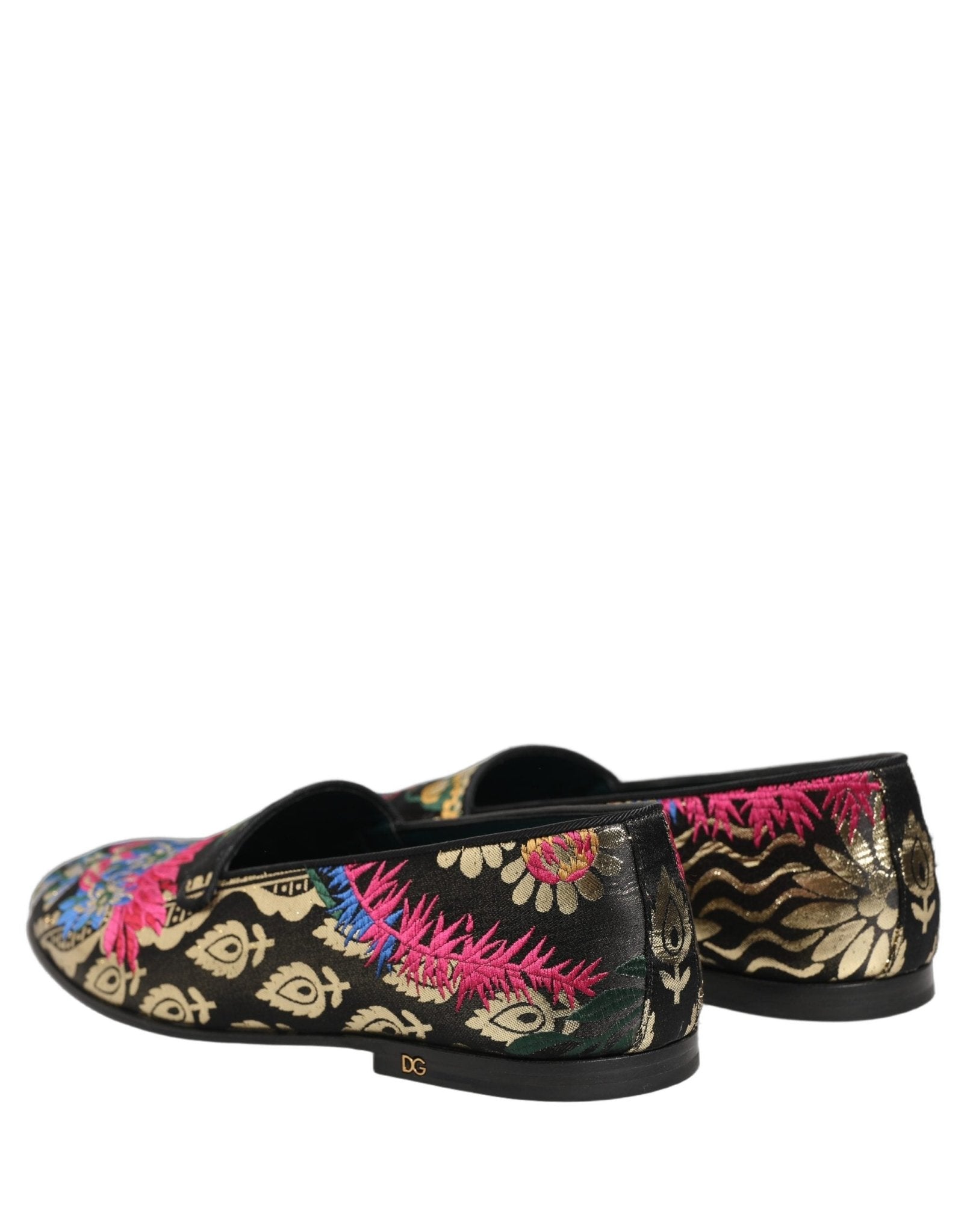 Dolce & Gabbana Black Jacquard Floral Loafers Men Dress Shoes - RIMODA