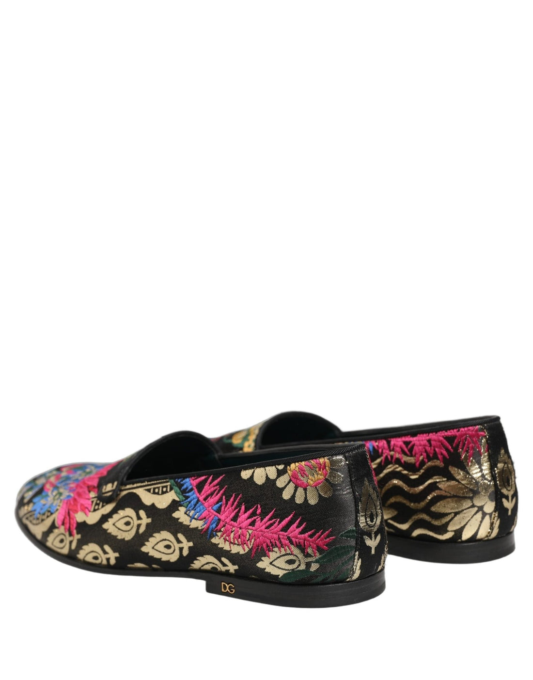 Dolce & Gabbana Black Jacquard Floral Loafers Men Dress Shoes - RIMODA