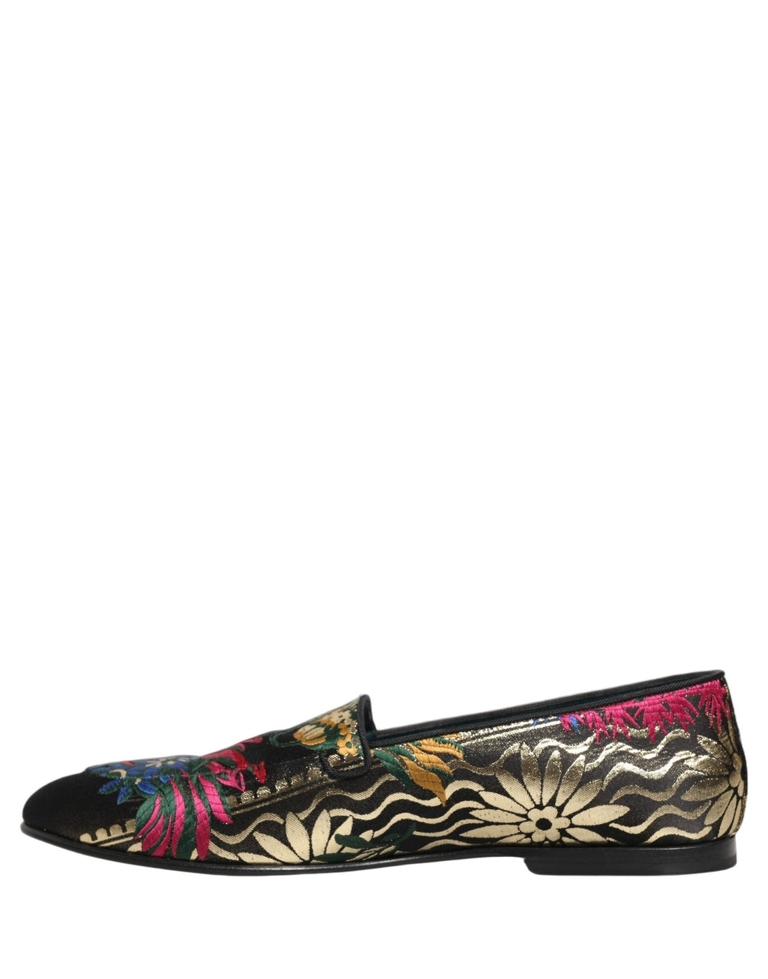 Dolce & Gabbana Black Jacquard Floral Loafers Men Dress Shoes - RIMODA